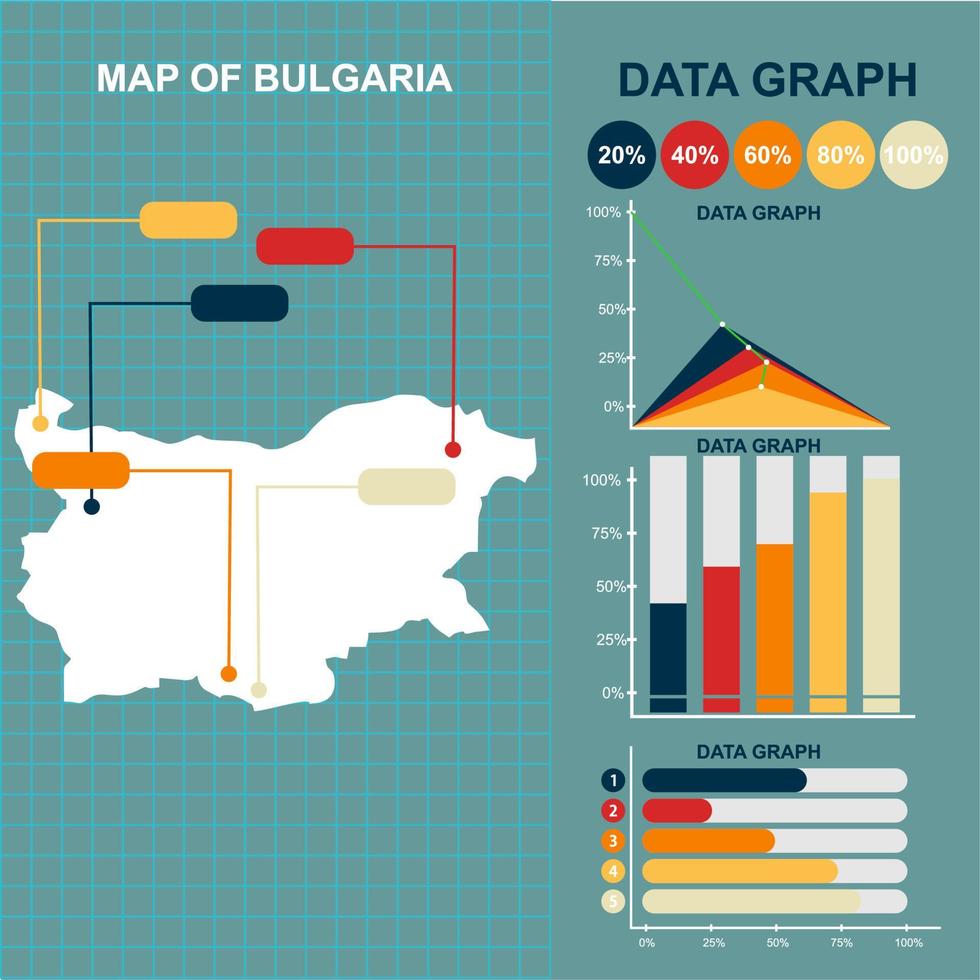 FLAT STYLE BULGARIA MAP VECTOR DESIGN WITH VECTOR GRAPHICS