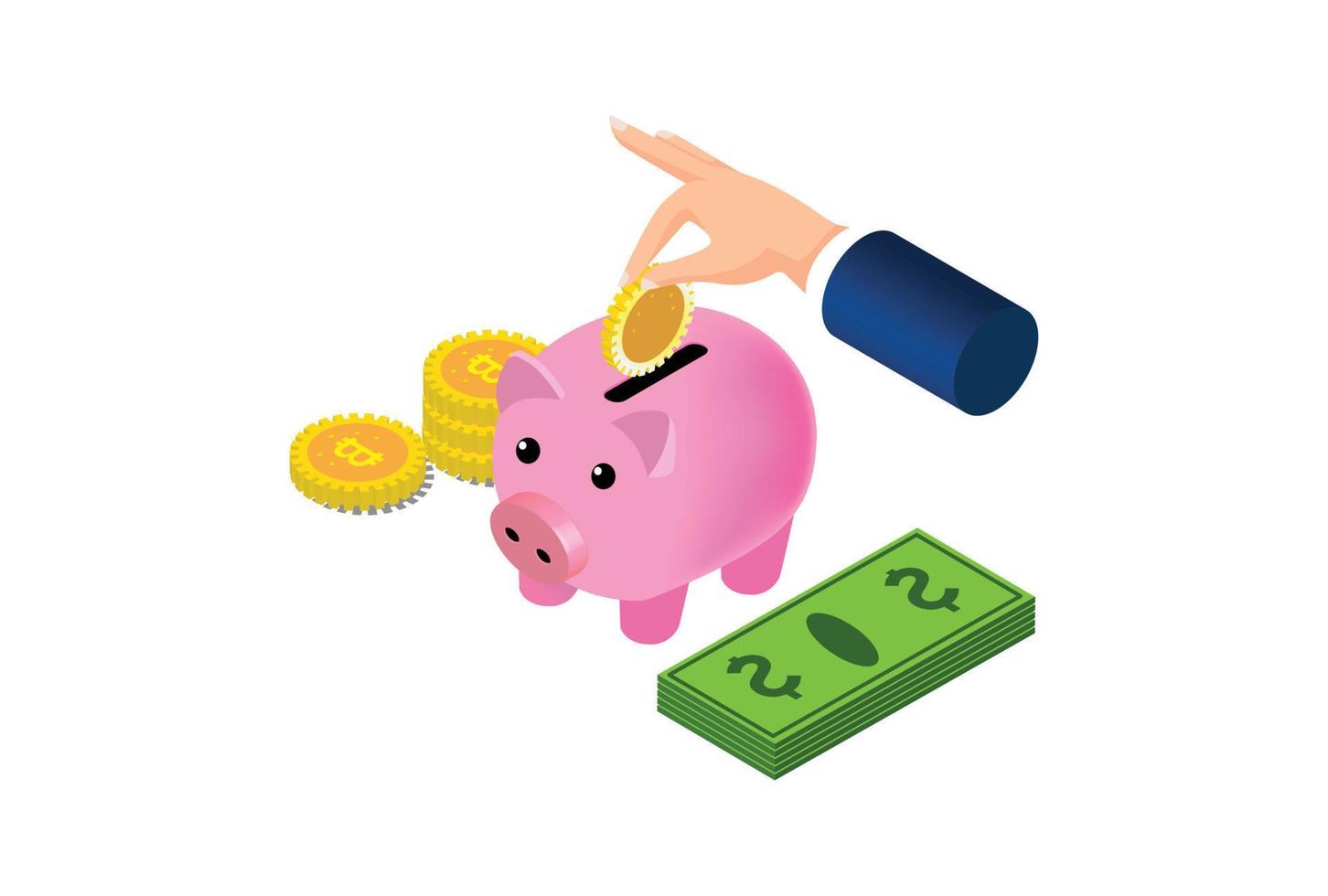 Isometric piggy bank. Vector illustration. Suitable for Diagrams, Infographics, Game Asset, And Other Graphic Related Assets