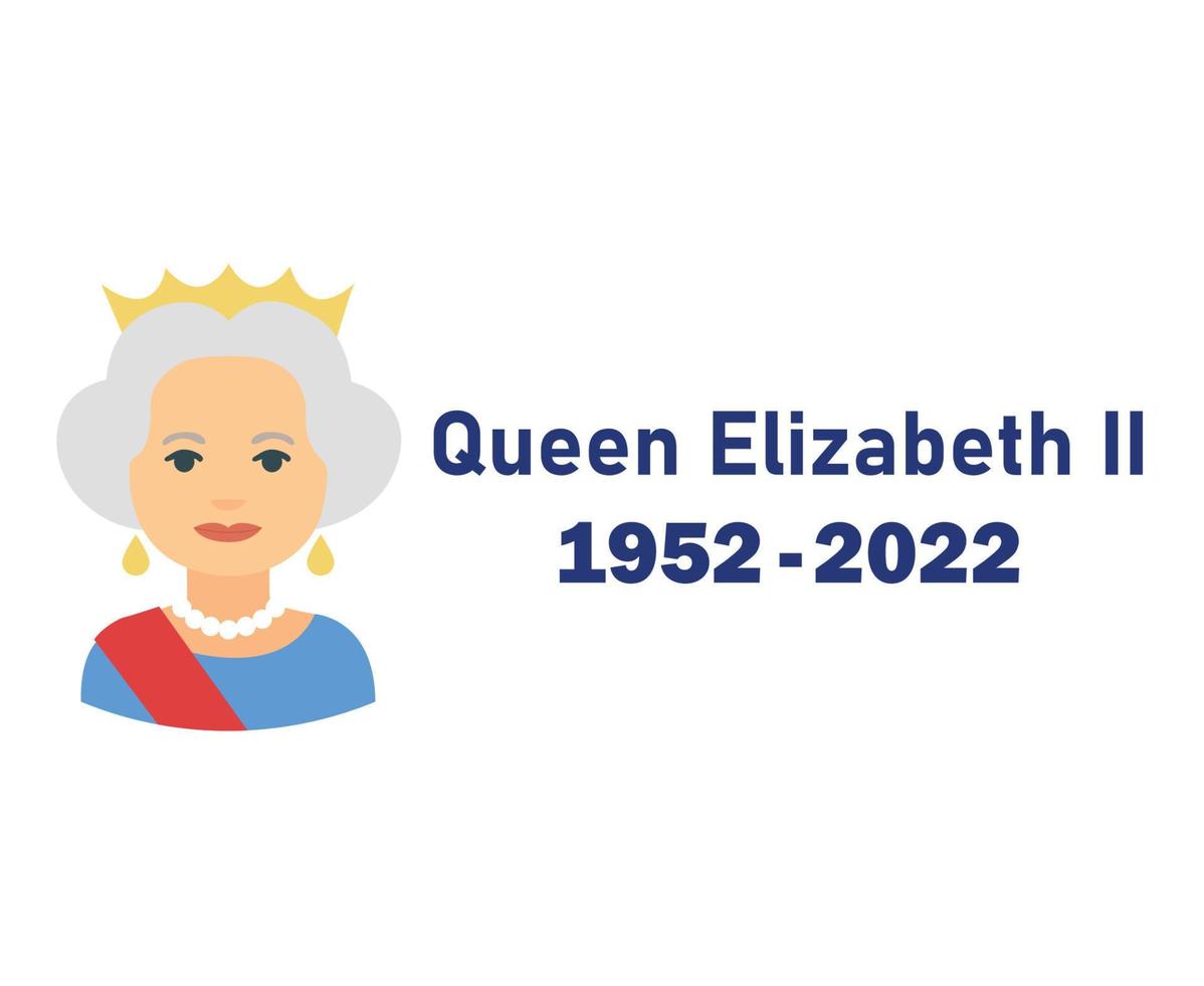 Queen Elizabeth 1952 2022 Face Portrait Blue British United Kingdom National Europe Country Vector Illustration Abstract Design