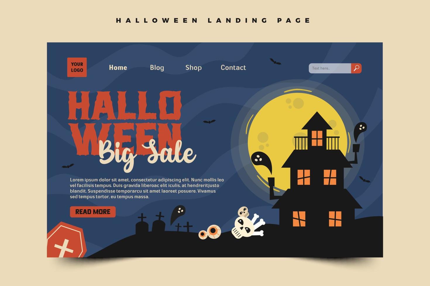 plantilla de diseño gráfico con temática de halloween fácil de personalizar diseño simple y elegante vector