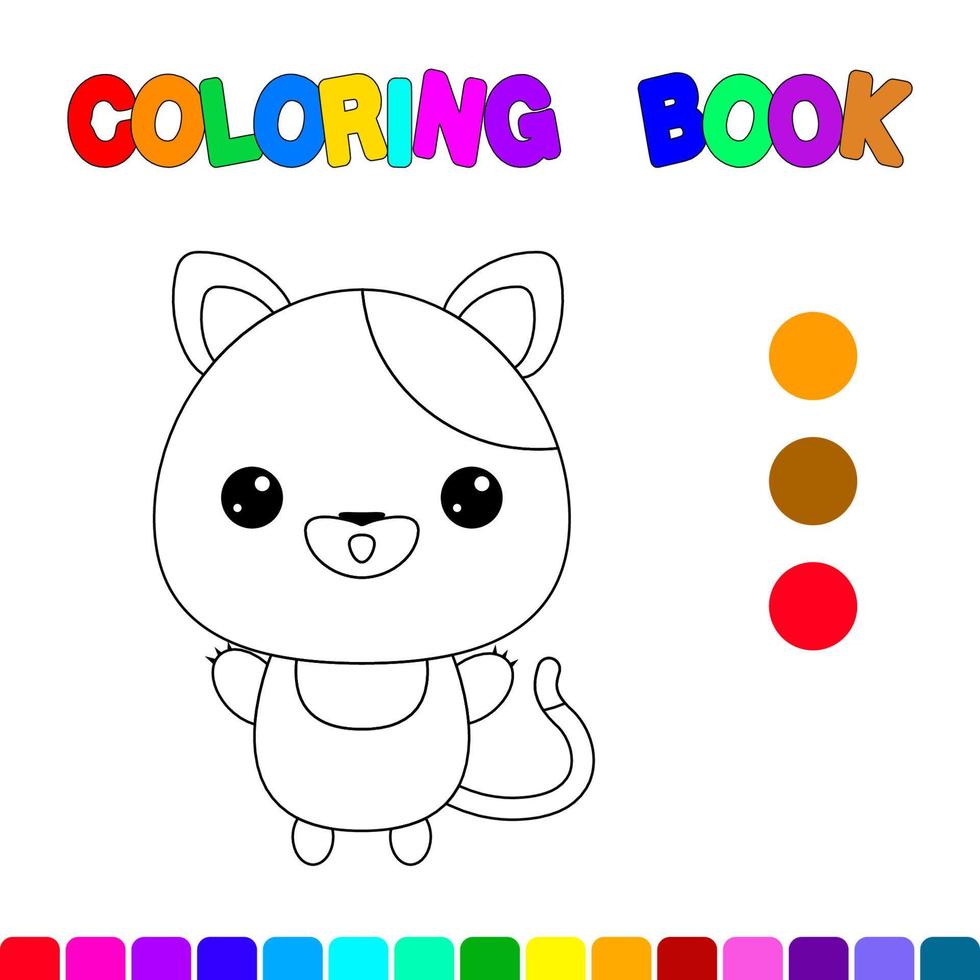 Coloring book with a cat.Coloring page for kids.Educational games for preschool children. Worksheet vector