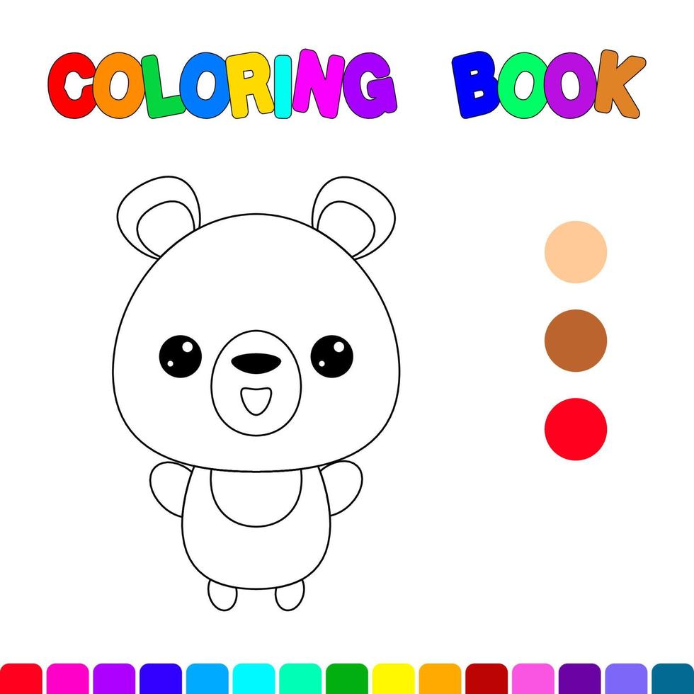 libro para colorear con un oso. página para colorear para niños. juegos educativos para niños en edad preescolar. hoja de cálculo vector