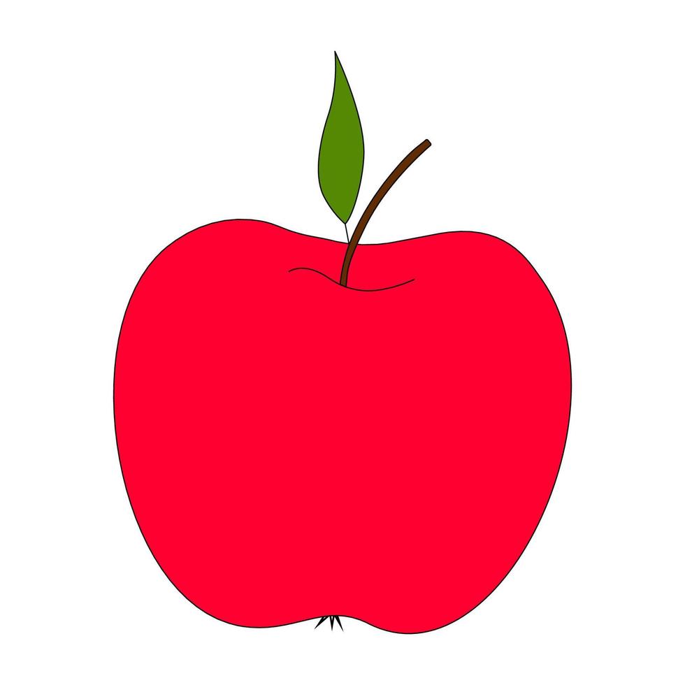 una manzana roja con una hoja verde. una manzana aislada sobre un fondo blanco. frutas de colores vector