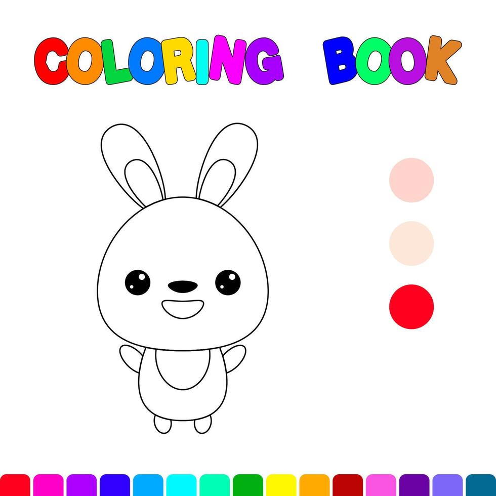 libro para colorear con un conejo. página para colorear para niños. juegos educativos para niños en edad preescolar. hoja de cálculo vector
