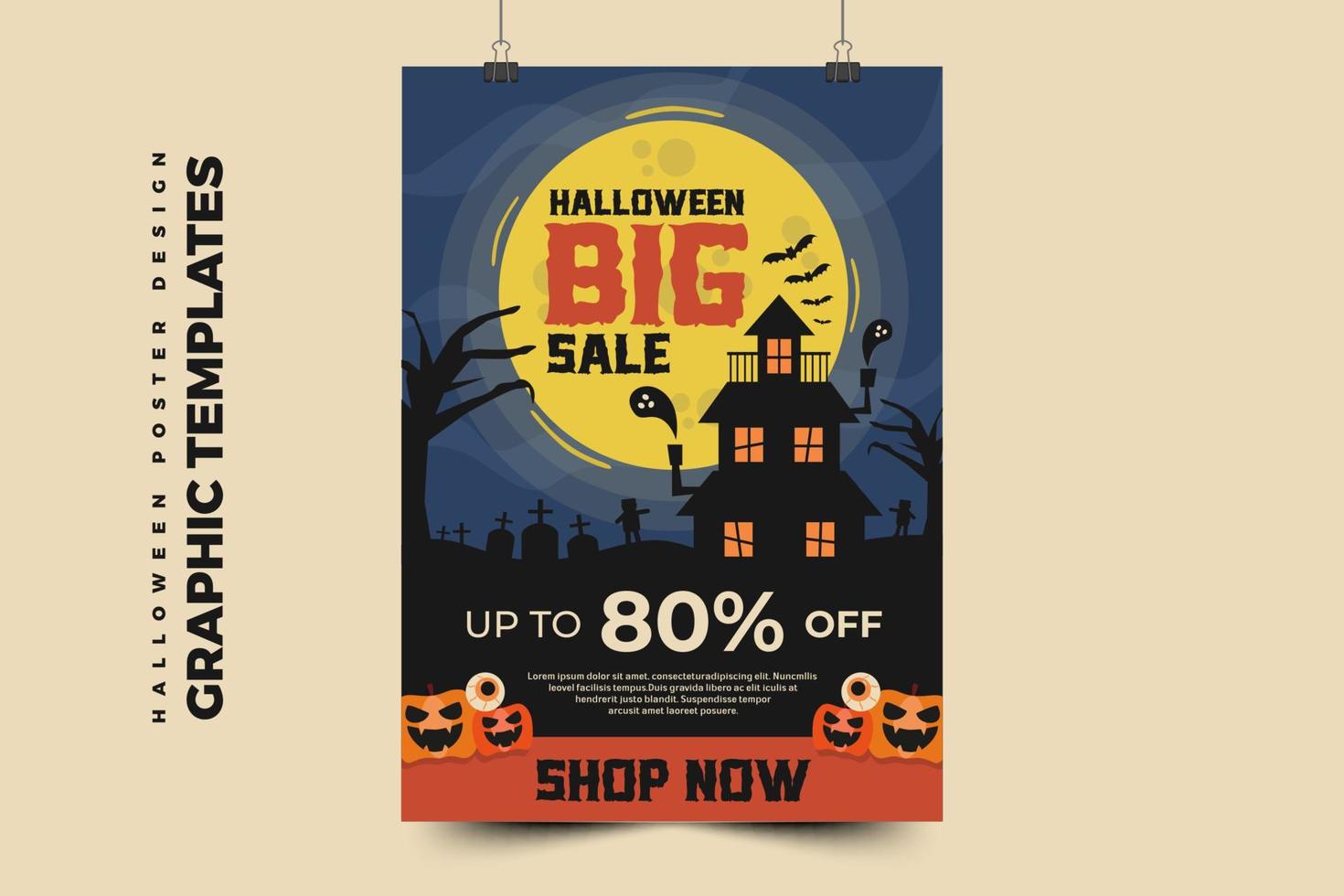Halloween themed graphic design template easy to customize simple and elegant design vector