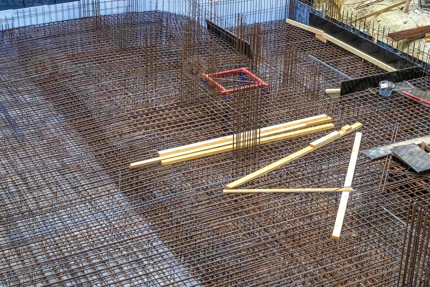 Formwork for the realization of a Foundation of a new building on a construction site photo