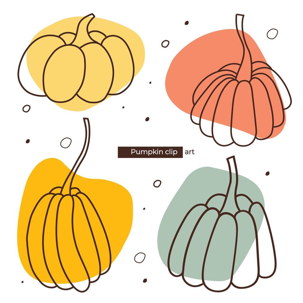 Set of outline pumpkins. Autumn mood. Halloween vector. vector