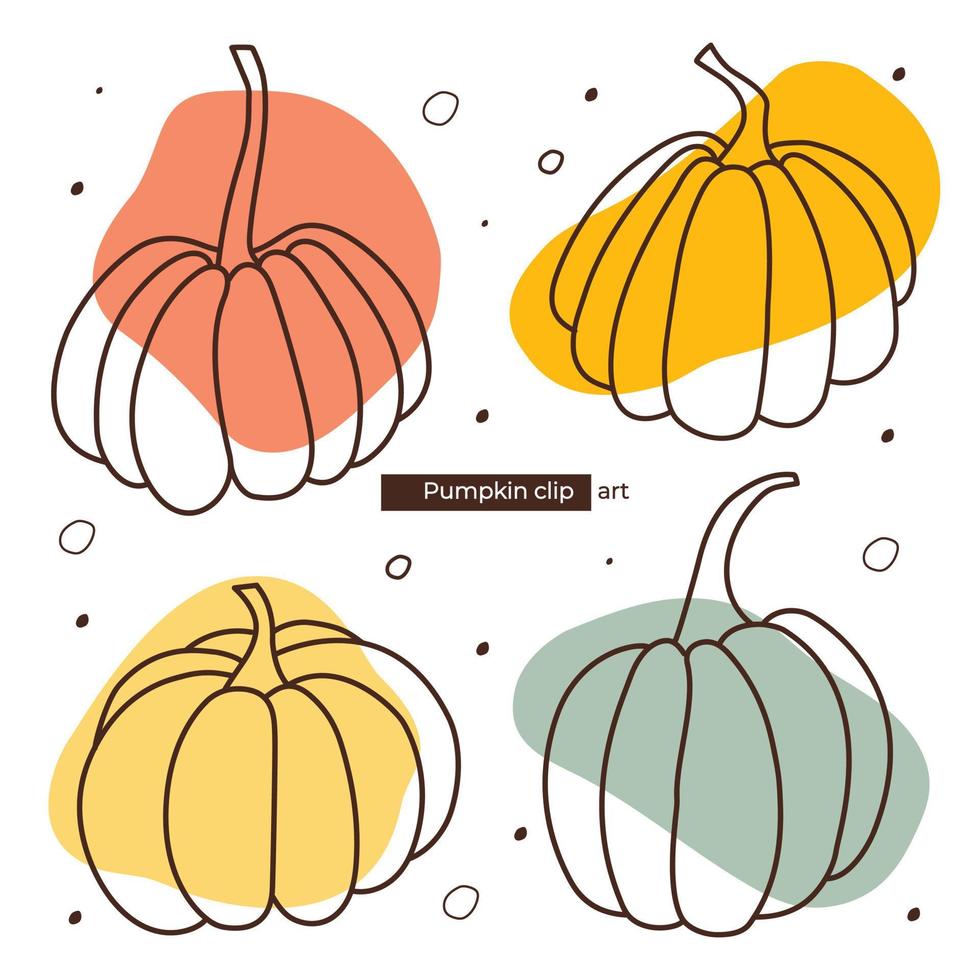 conjunto de calabazas de contorno. estado de ánimo de otoño. vector de halloween