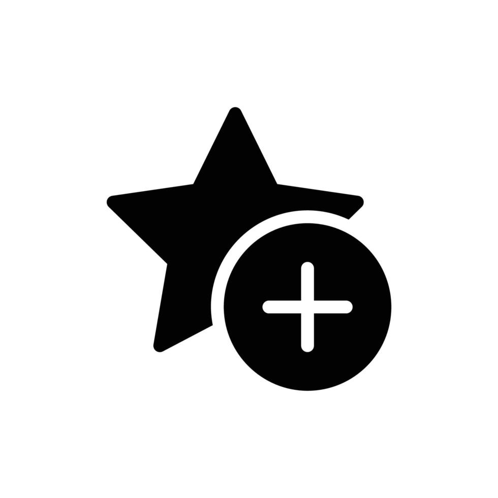 Add to favorite icon with star and plus in black solid style vector