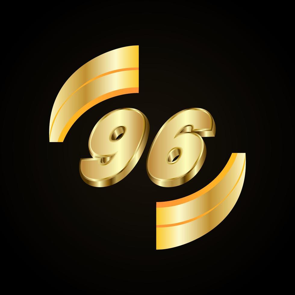 96 Golden numbers. vector 3d realistic metal characters. Decorative elements for banner, cover, birthday or anniversary party, etc.