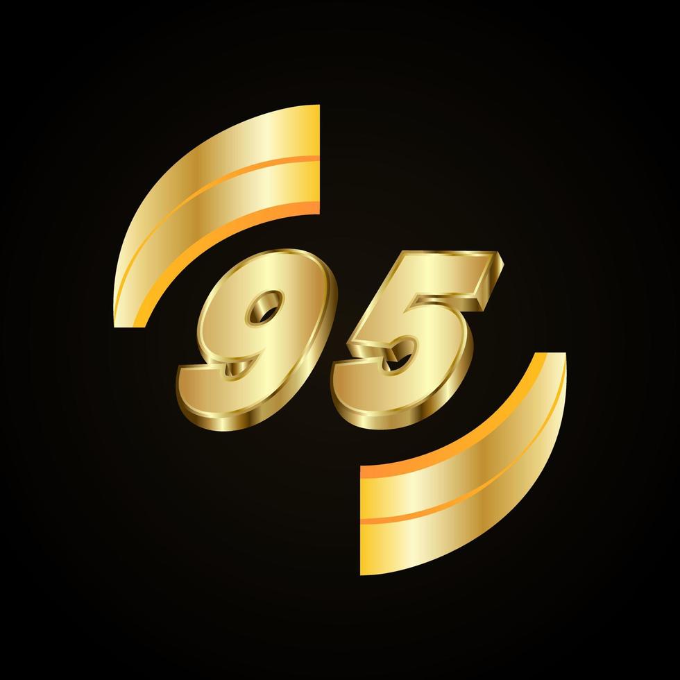 95 Golden numbers. vector 3d realistic metal characters. Decorative elements for banner, cover, birthday or anniversary party, etc.