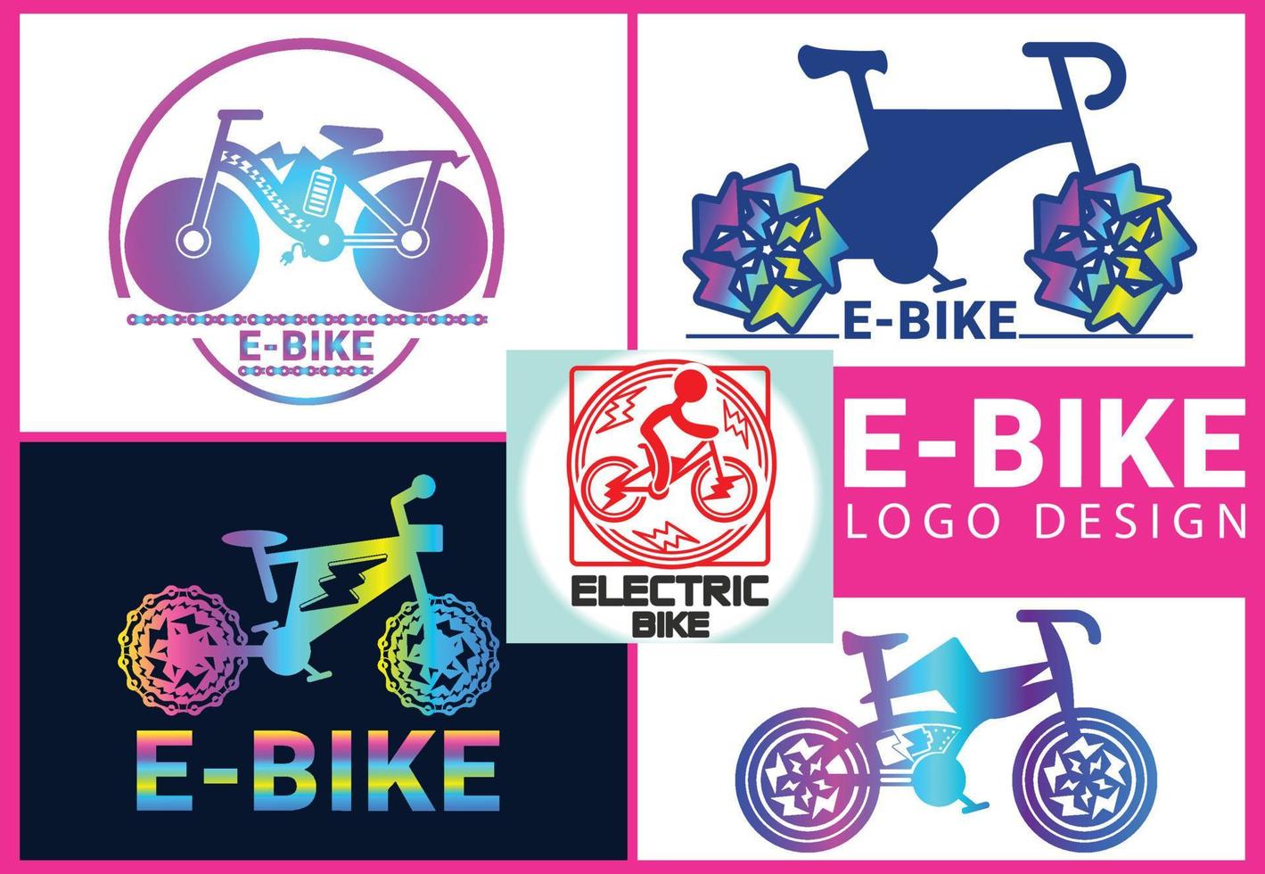 E bike logo and icon design template vector
