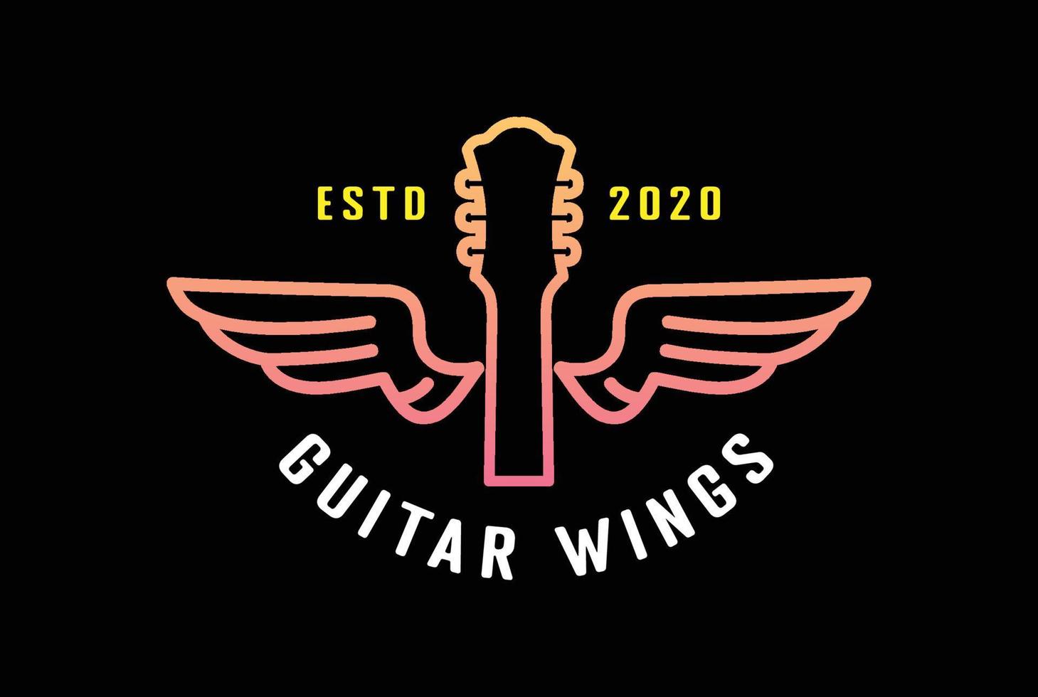 Modern Simple Guitar with Wings for Music Instrument Bar Live Concert Show Logo Design vector