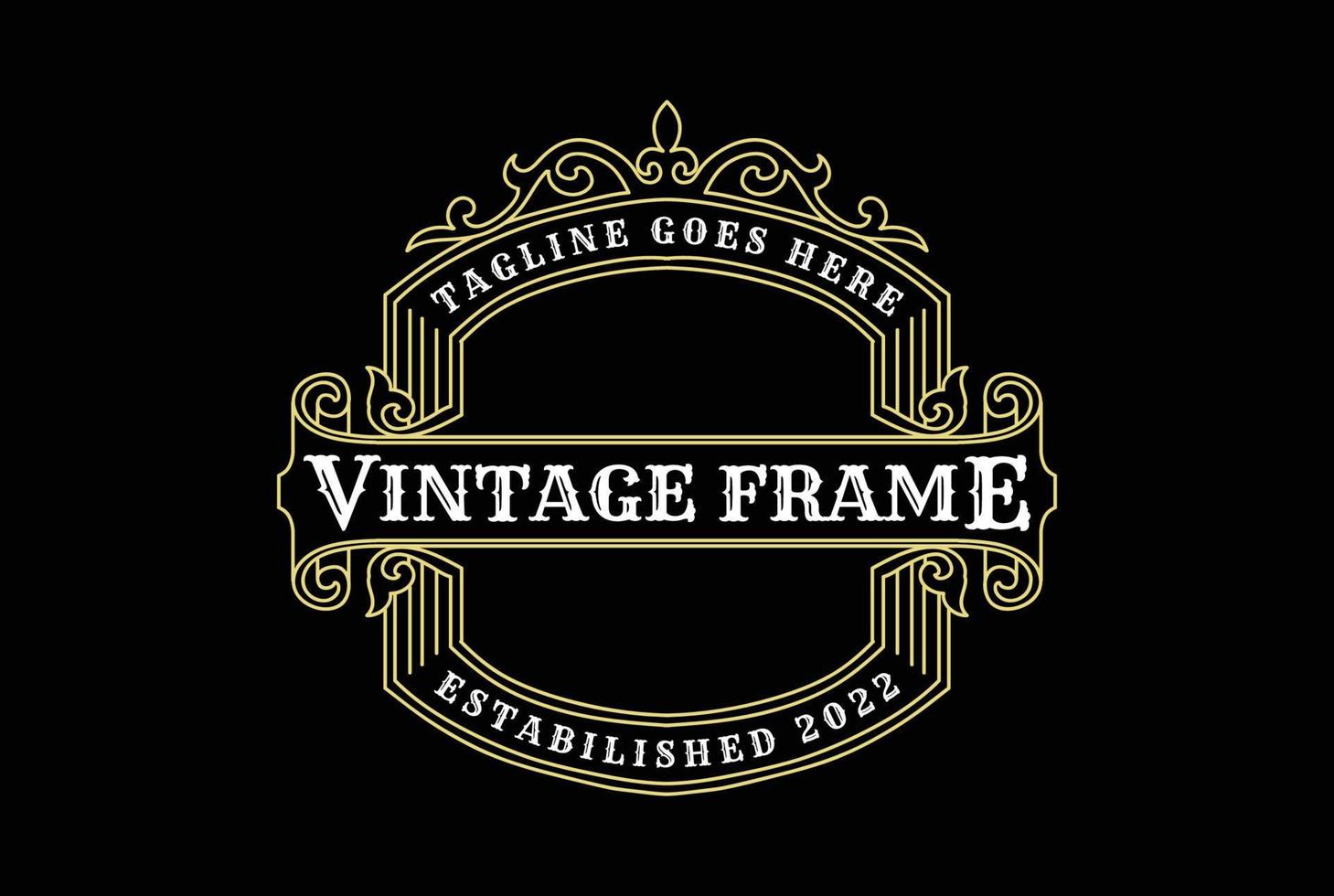 Vintage Retro Ornament Blank Border Frame Royal Badge Emblem Stamp Label Logo Design Vector