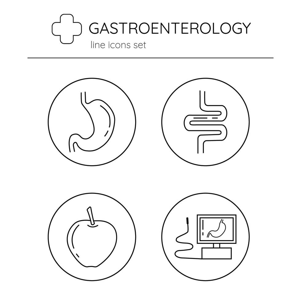 Line icons set of gastroenterology vector