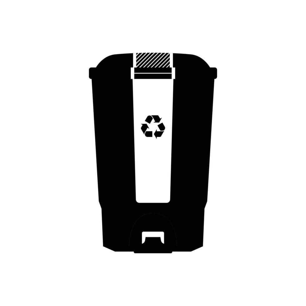 Recycle Bin Silhouette. Black and White Icon Design Elements on Isolated White Background vector