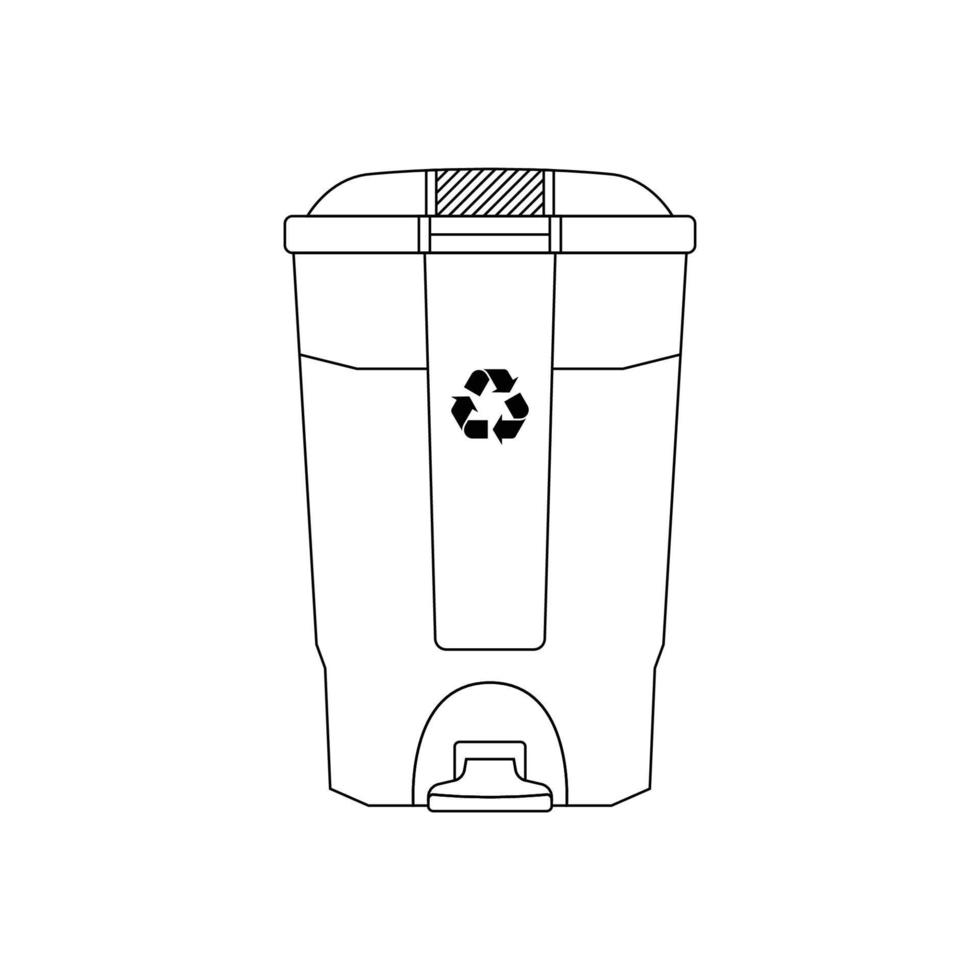 Recycle Bin Outline Icon Illustration on White Background vector