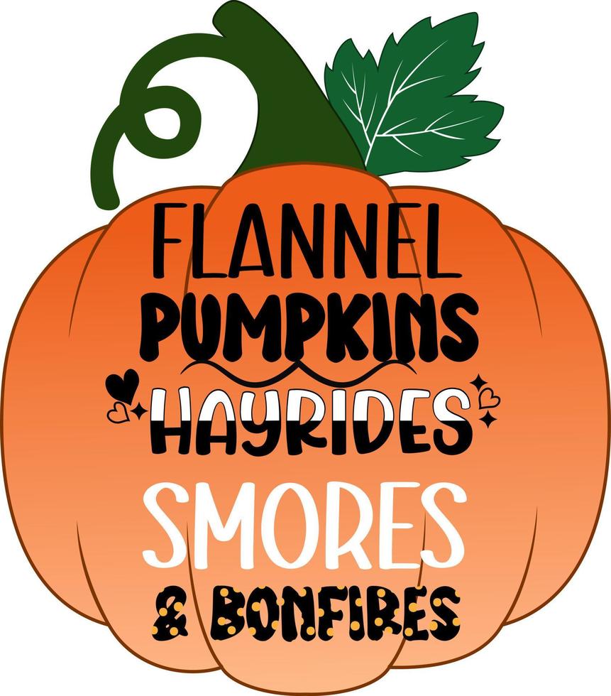 Flannel Pumpkins Hayrides Smores And Bonfires vector