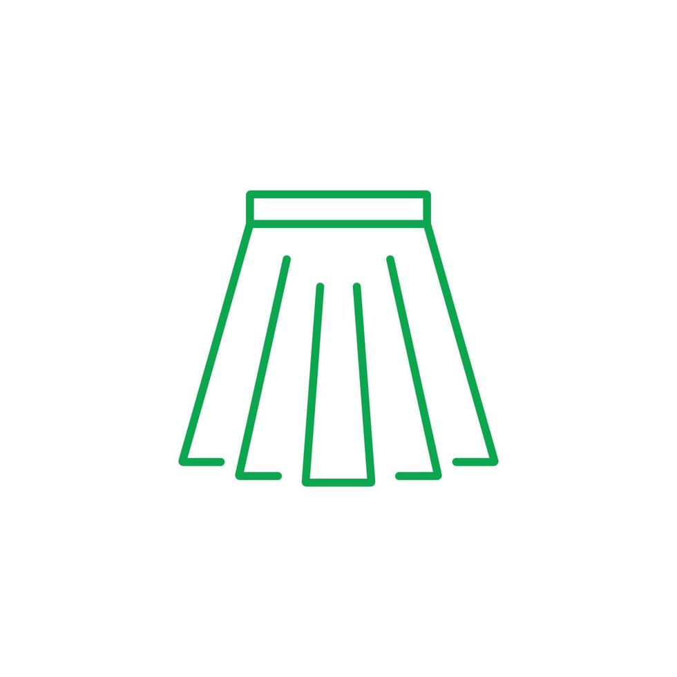 eps10 vector verde falda corta icono de línea abstracta aislado sobre fondo blanco. símbolo de contorno de minifalda en un estilo moderno y plano simple para el diseño de su sitio web, logotipo y aplicación móvil