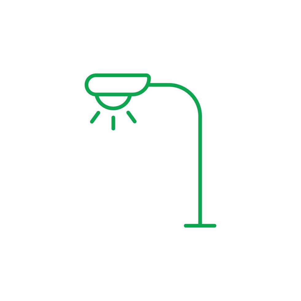 eps10 farola vectorial verde o icono de lámpara aislado en fondo blanco. poste de luz o símbolo de contorno de linterna en un estilo moderno y plano simple para el diseño de su sitio web, logotipo y aplicación móvil vector