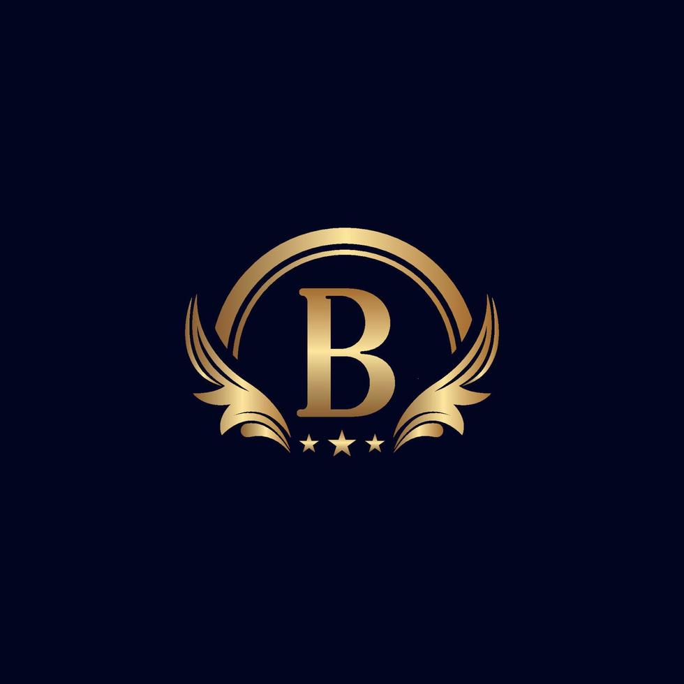 luxury letter B logo royal gold star vector