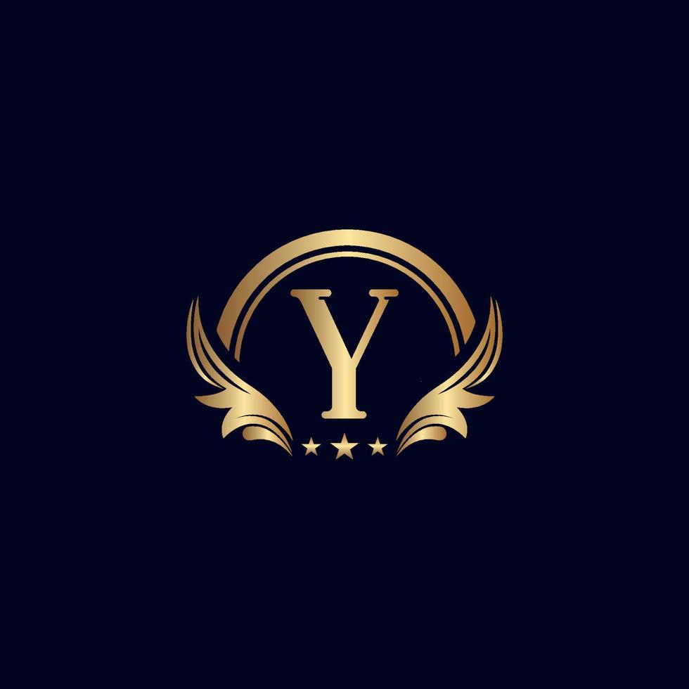 logotipo de la letra y de lujo estrella de oro real vector