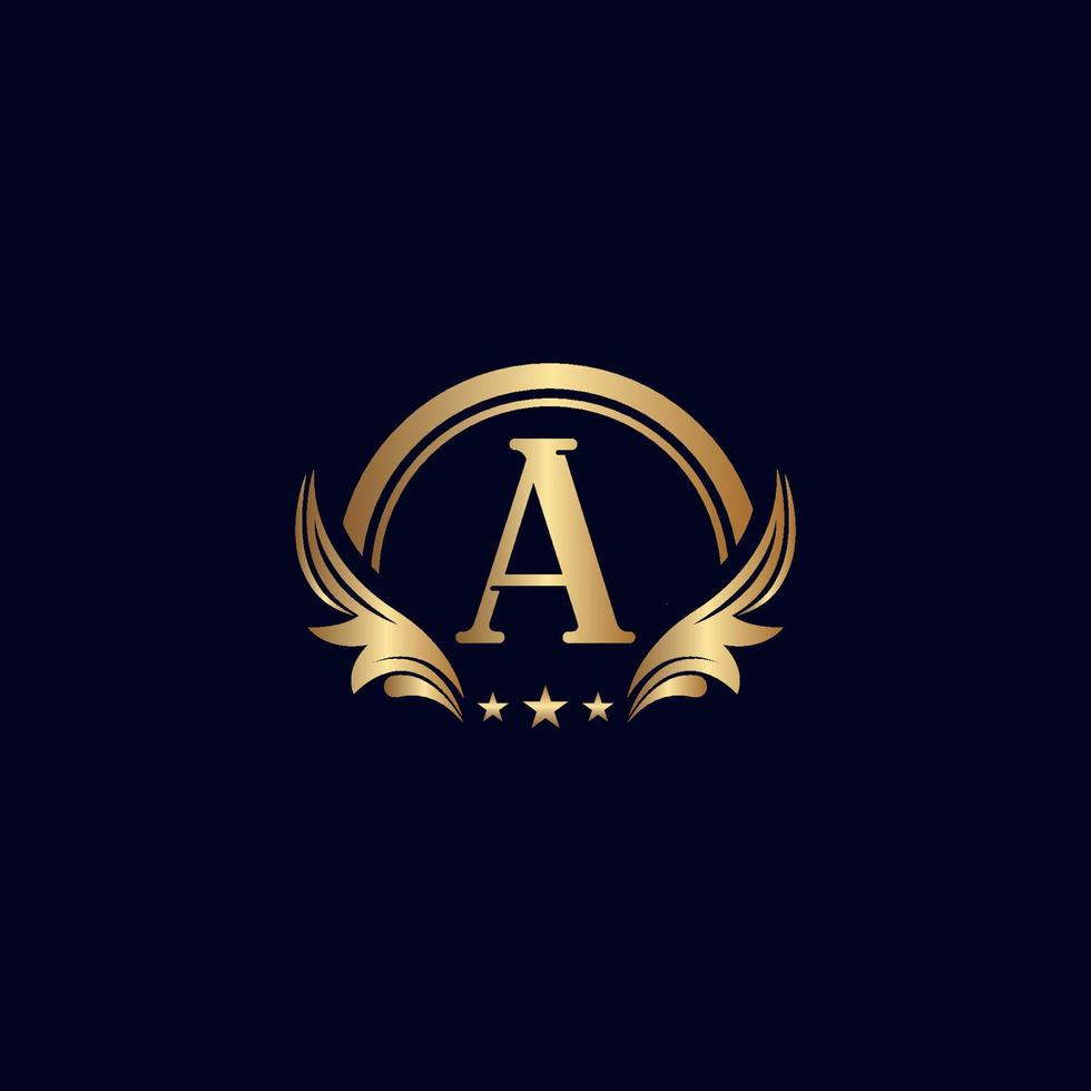 luxury letter A logo royal gold star vector