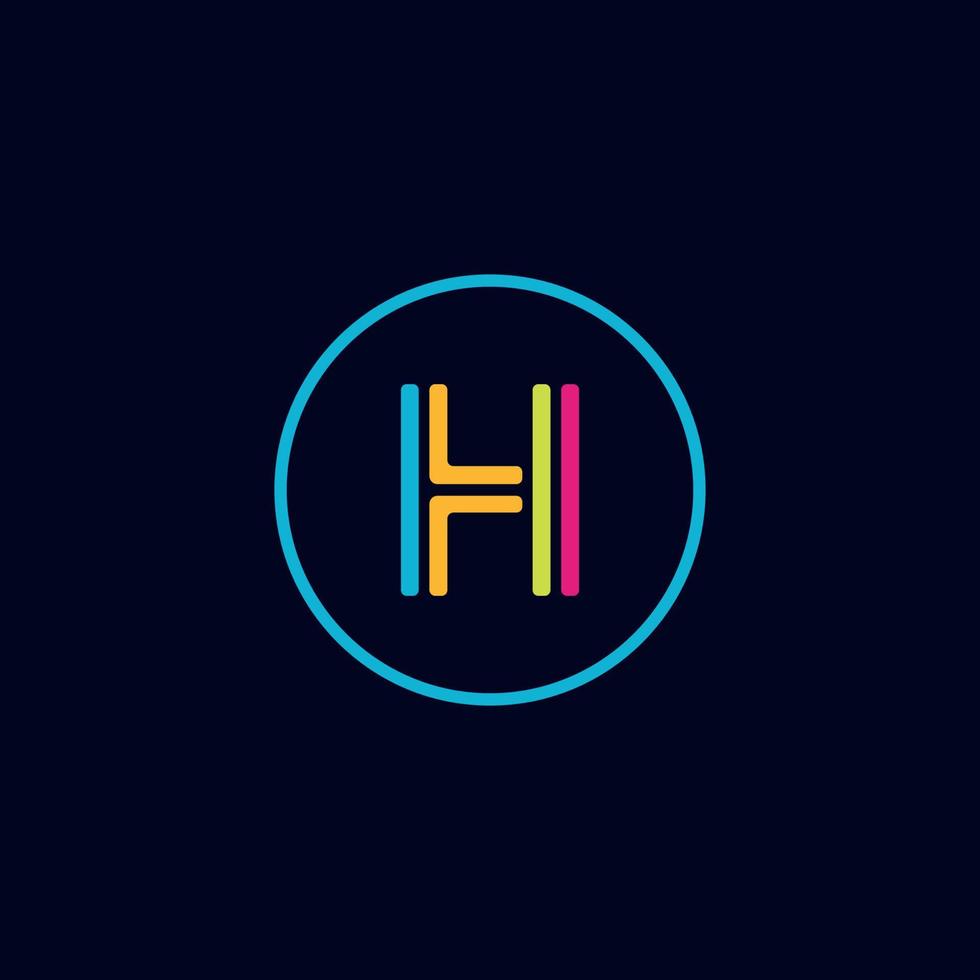 datos letra h media logo it digital vector