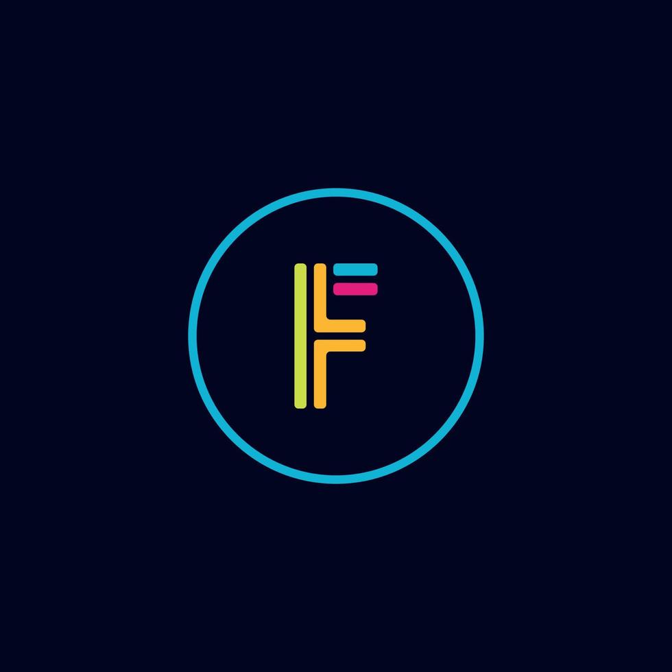 data letter F media logo IT digital vector