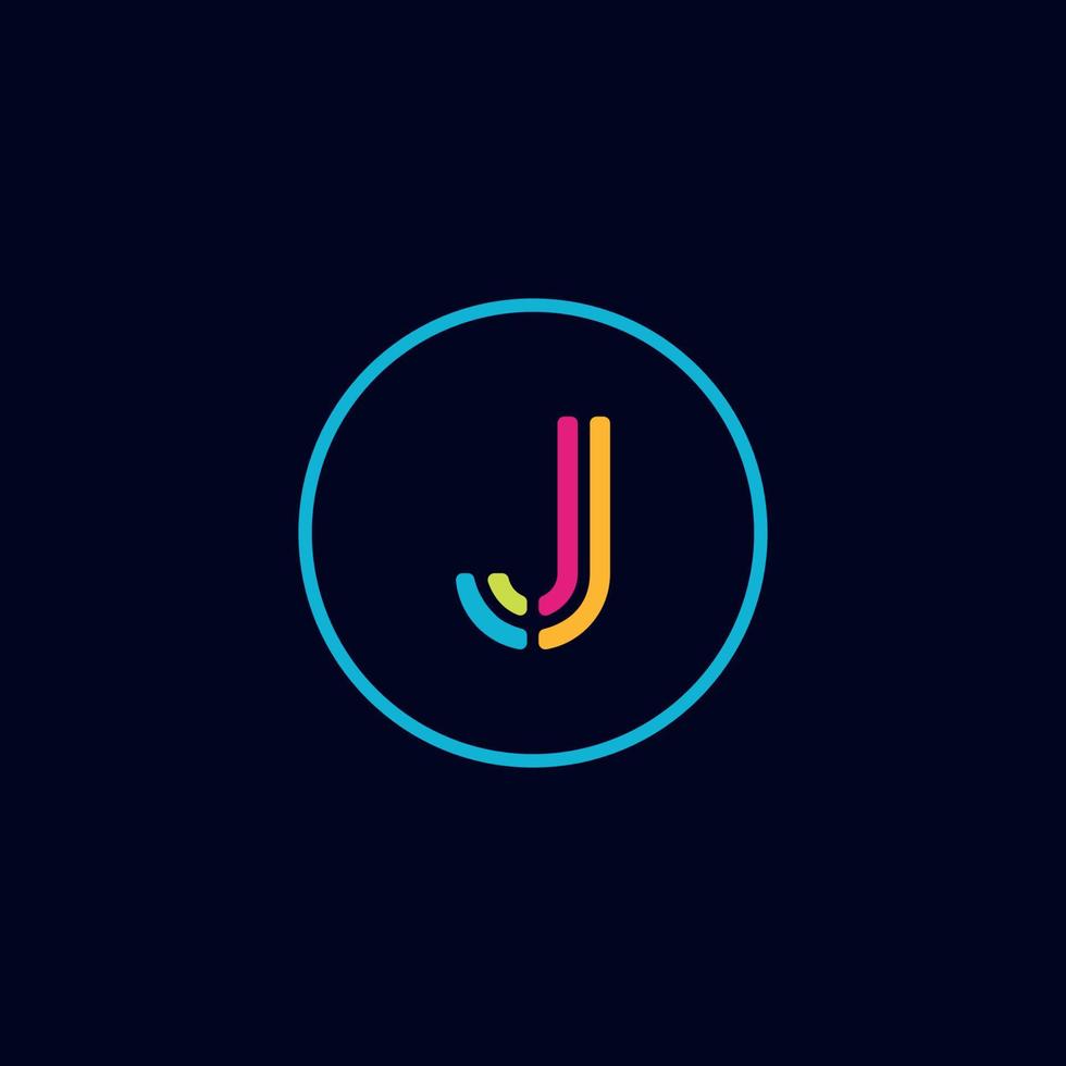 data letter J media logo IT digital vector