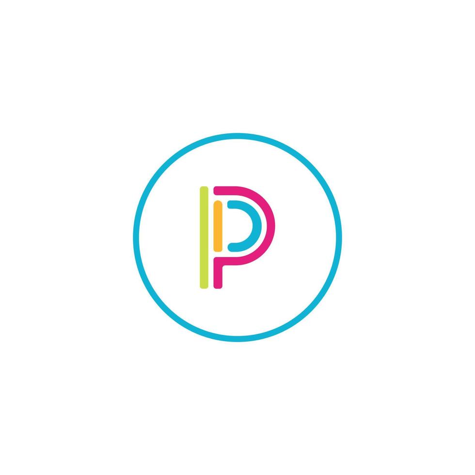 data letter P media logo IT digital vector