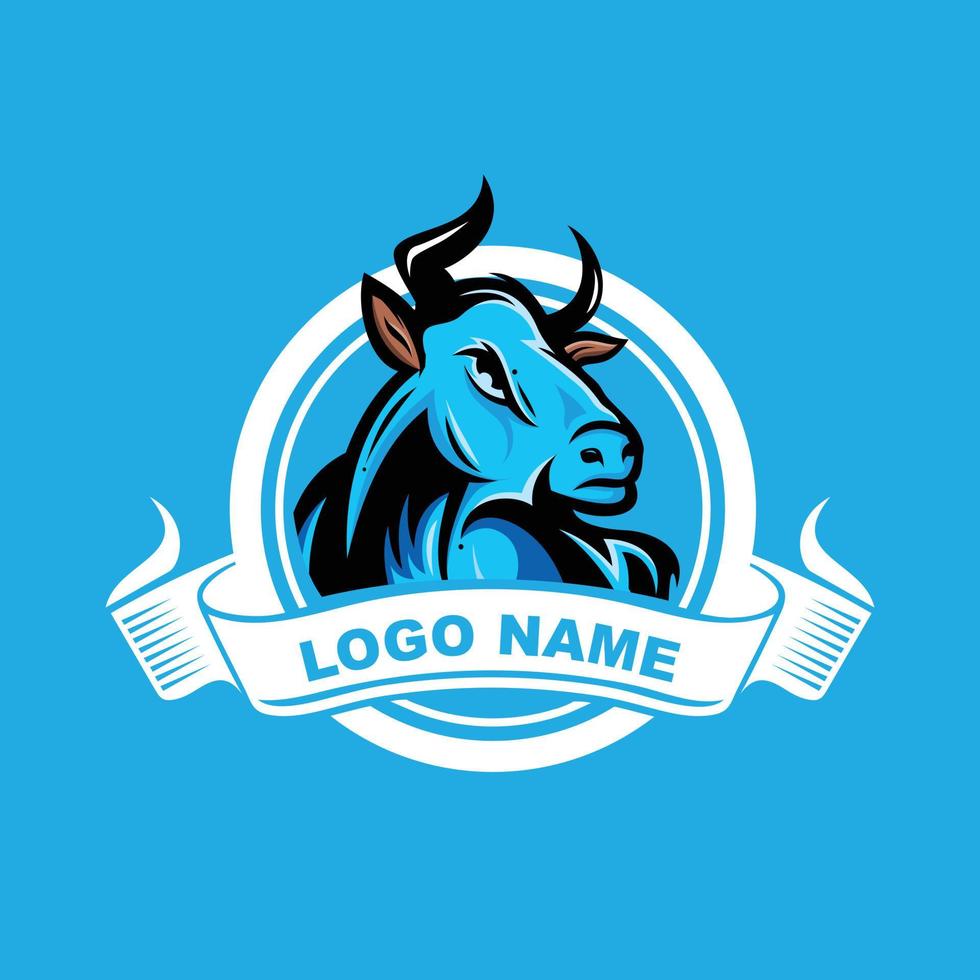 concepto de diseño de logotipo de vector animal de toro para empresa comercial