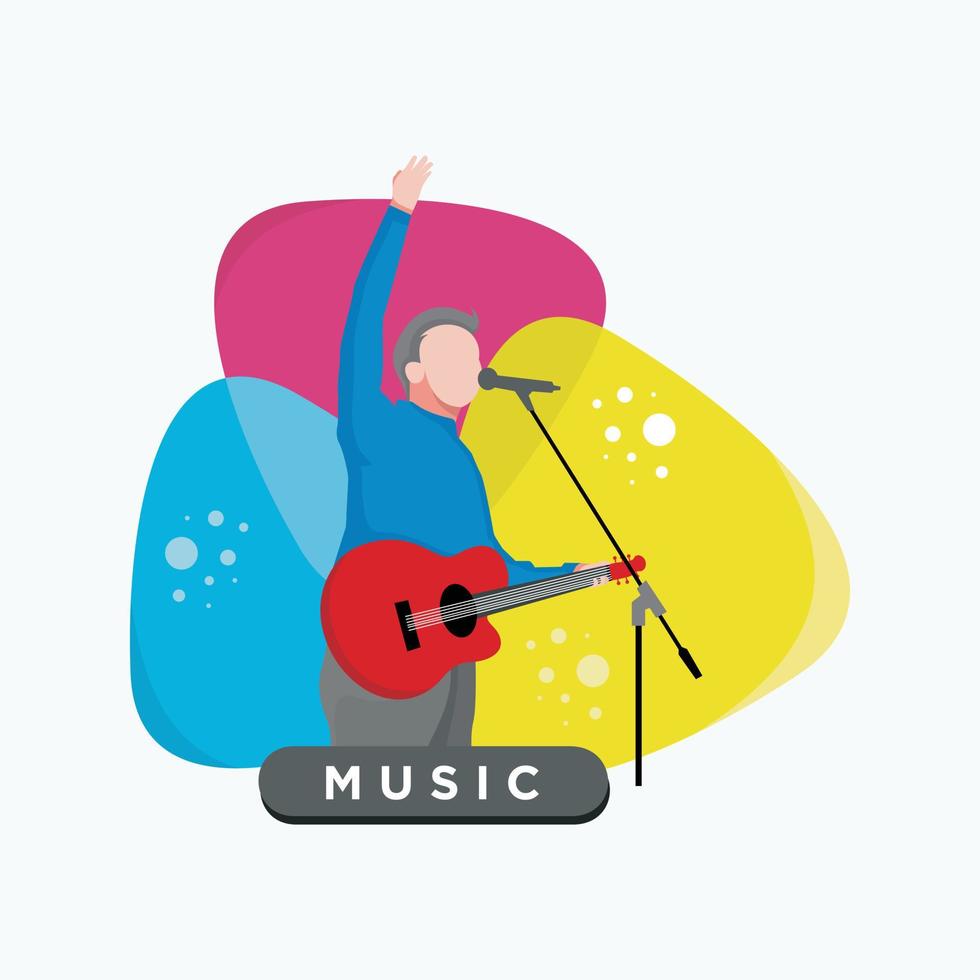 diseño de ilustración plana un hombre está cantando para el icono de la música vector