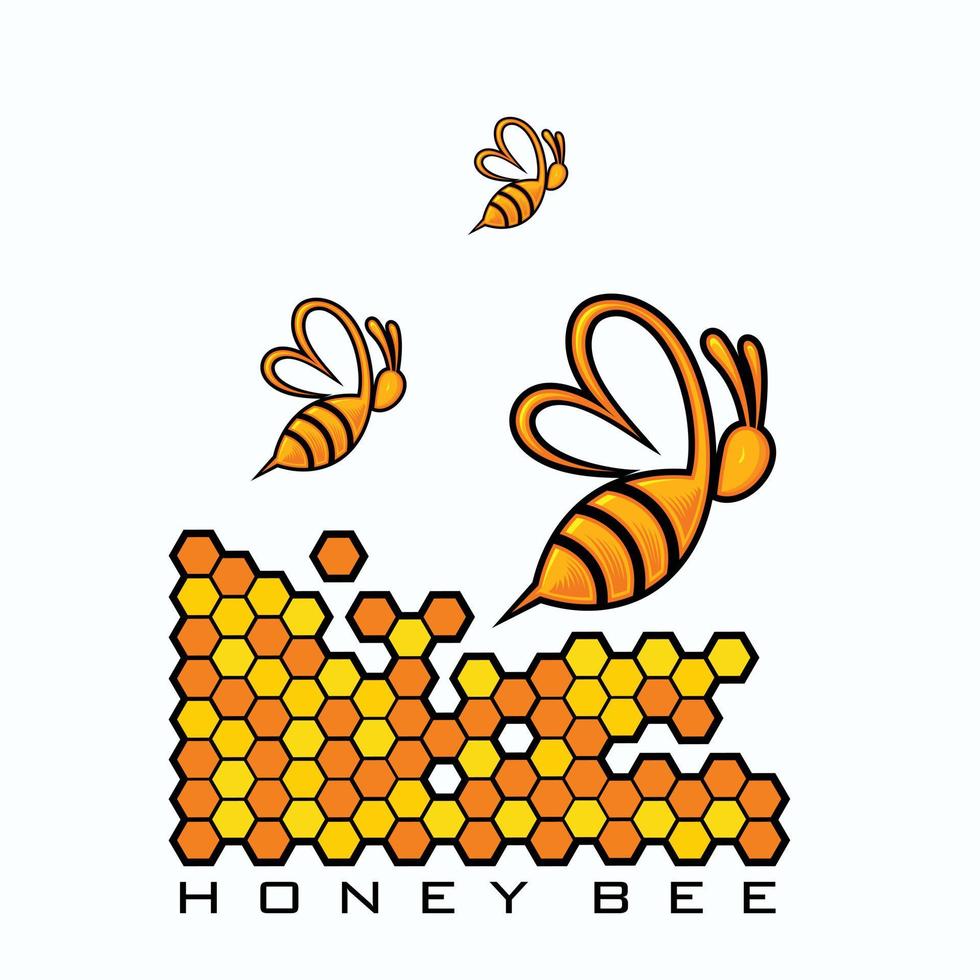 ilustración y plantilla de diseño de vector de abeja de miel