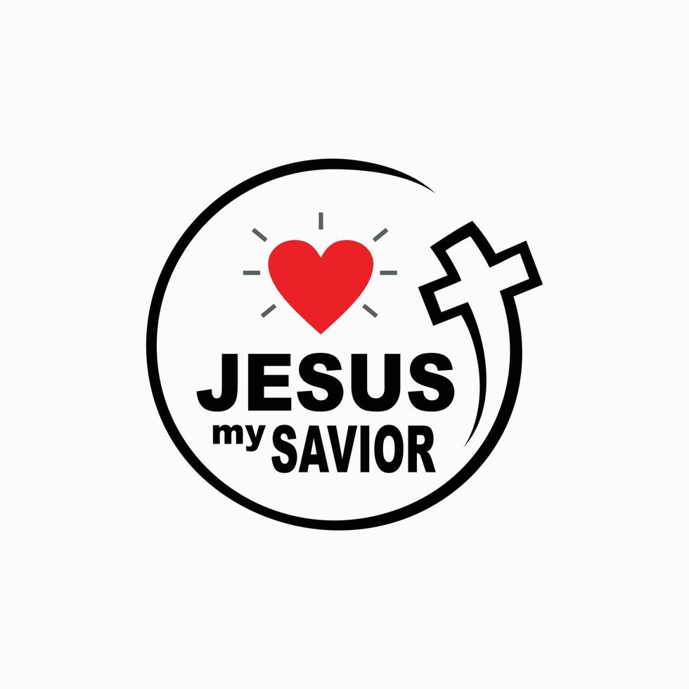 concepto de diseño de jesús mi salvador para camiseta e icono cristiano vector