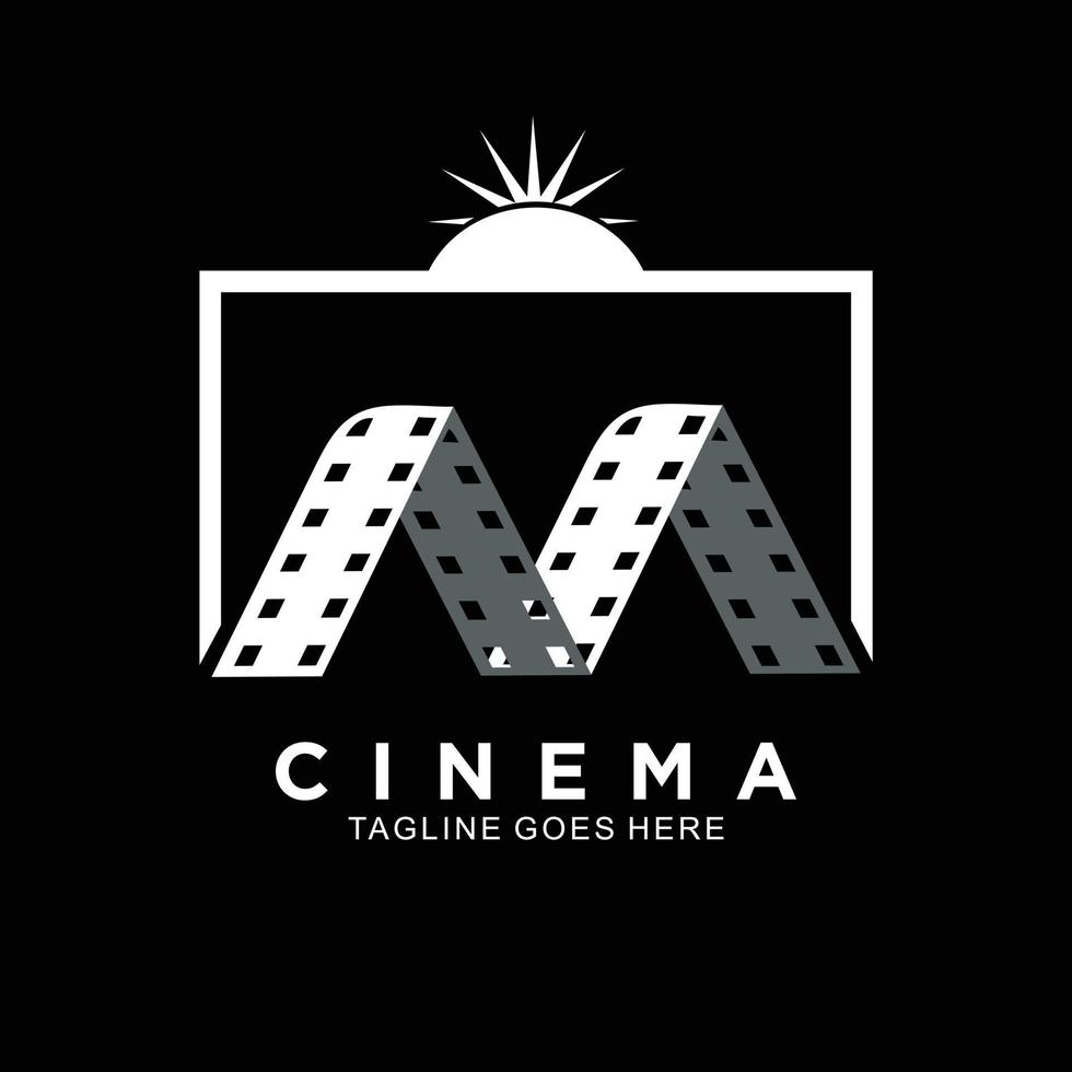 logotipo inicial de la letra m para la plantilla de diseño de cine y videografía vector