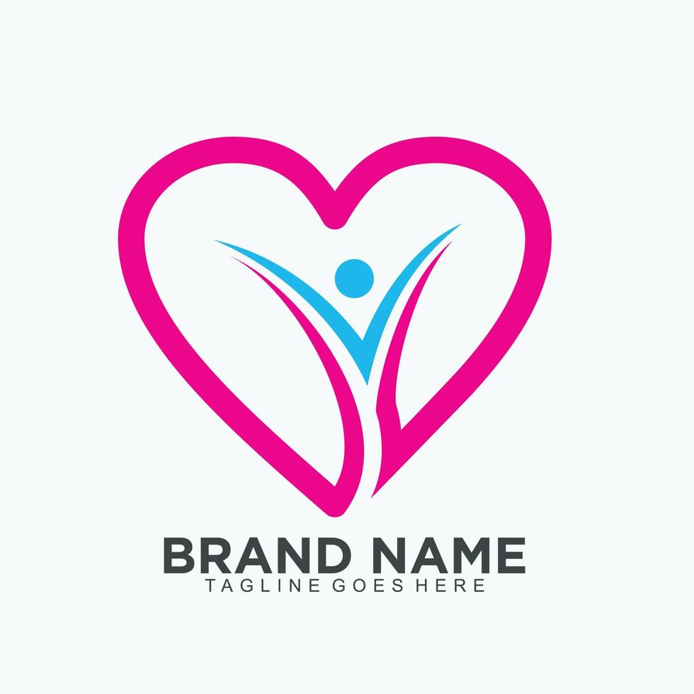Love or heart vector icon with human concept design