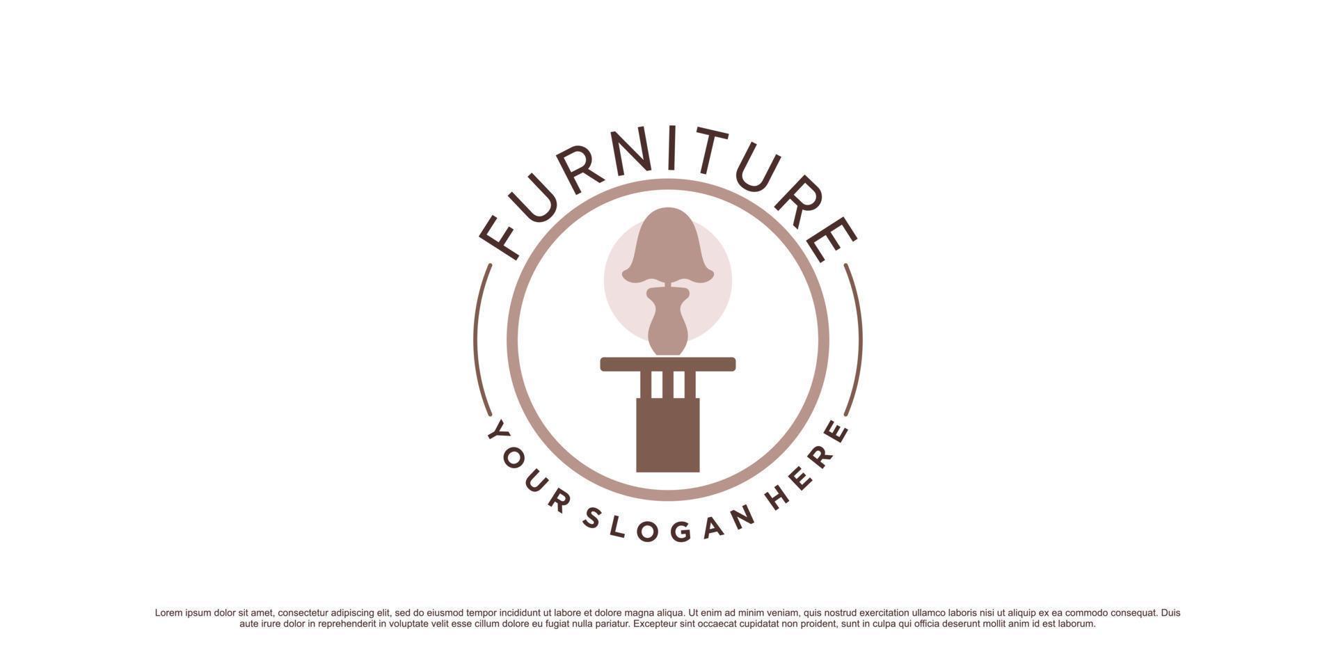 Furniture logo design template for interior property with creative element Premium Vector