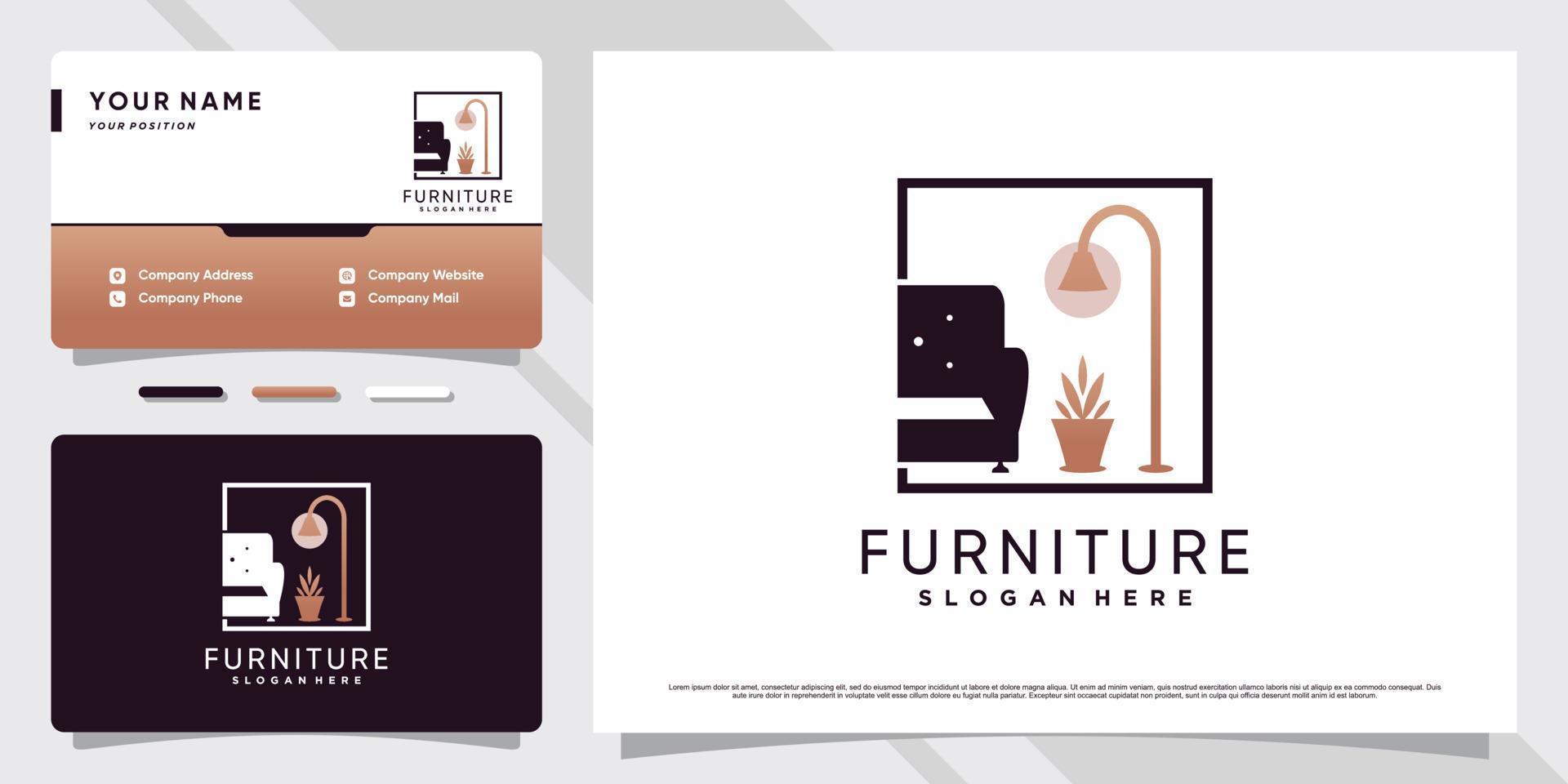 Minimalist furniture logo design inspiration for business property with business card template. vector