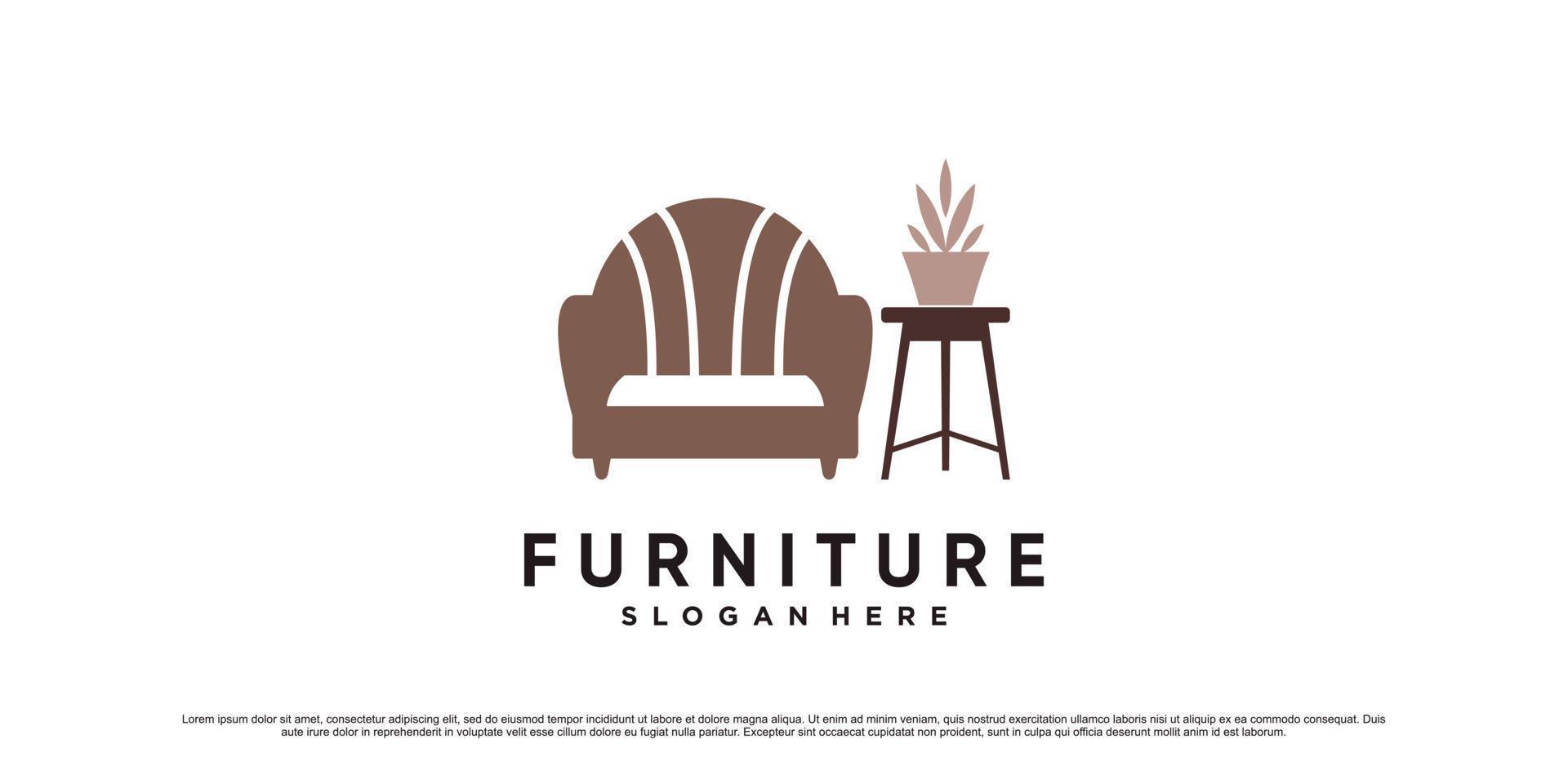 Furniture logo design template for interior property with creative element Premium Vector