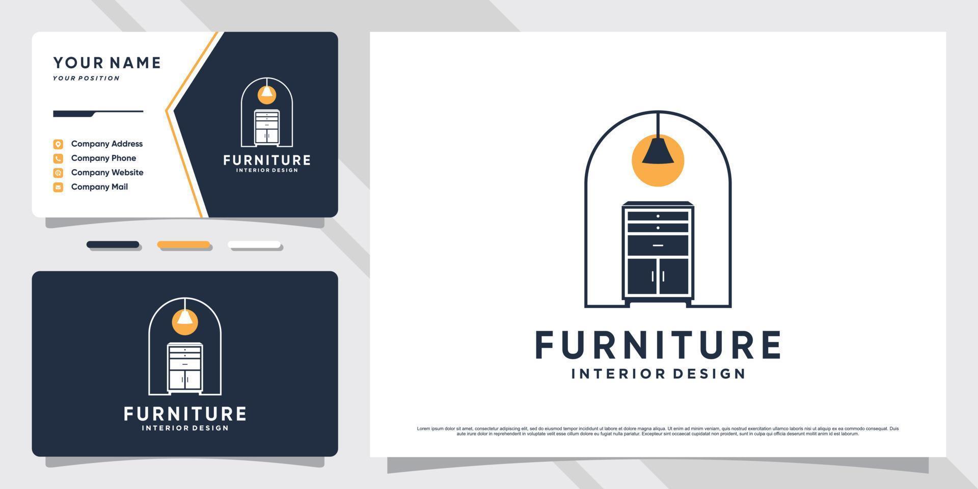 Minimalist furniture logo design inspiration for business property with business card template. vector