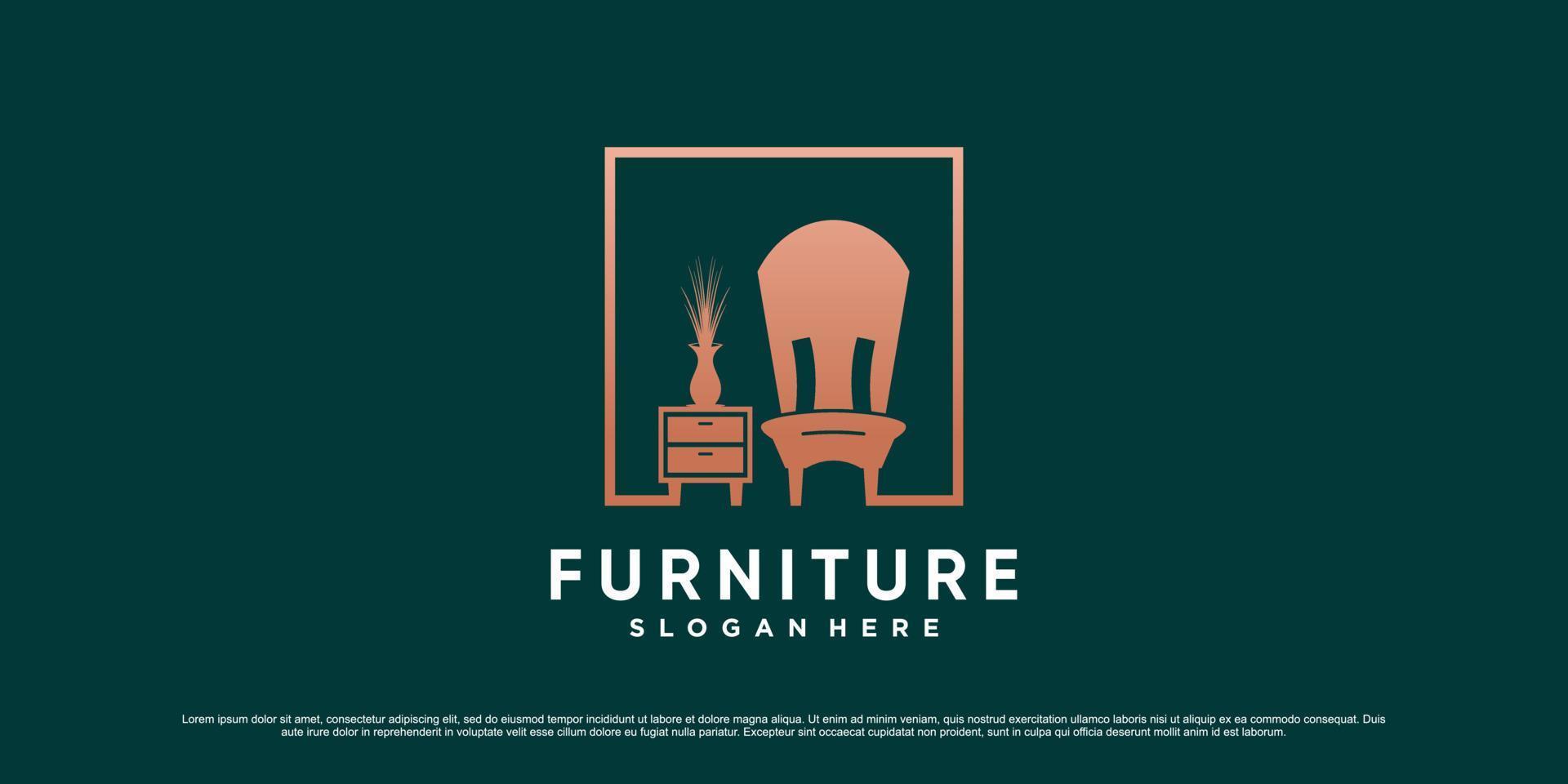 inspiración de diseño de logotipo de muebles para propiedad comercial con vector premium de concepto creativo