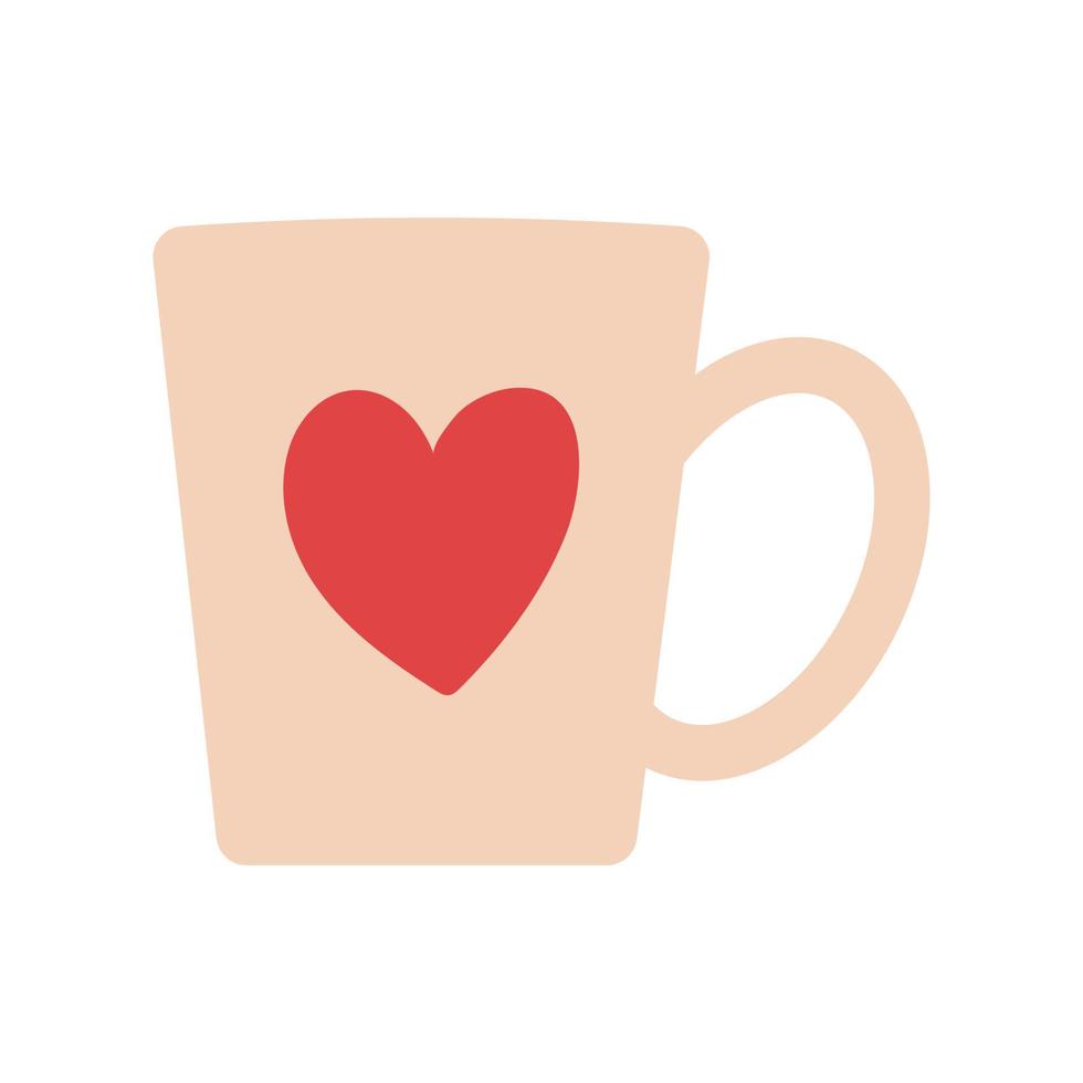 Vector cute cup with heart. Clip art.