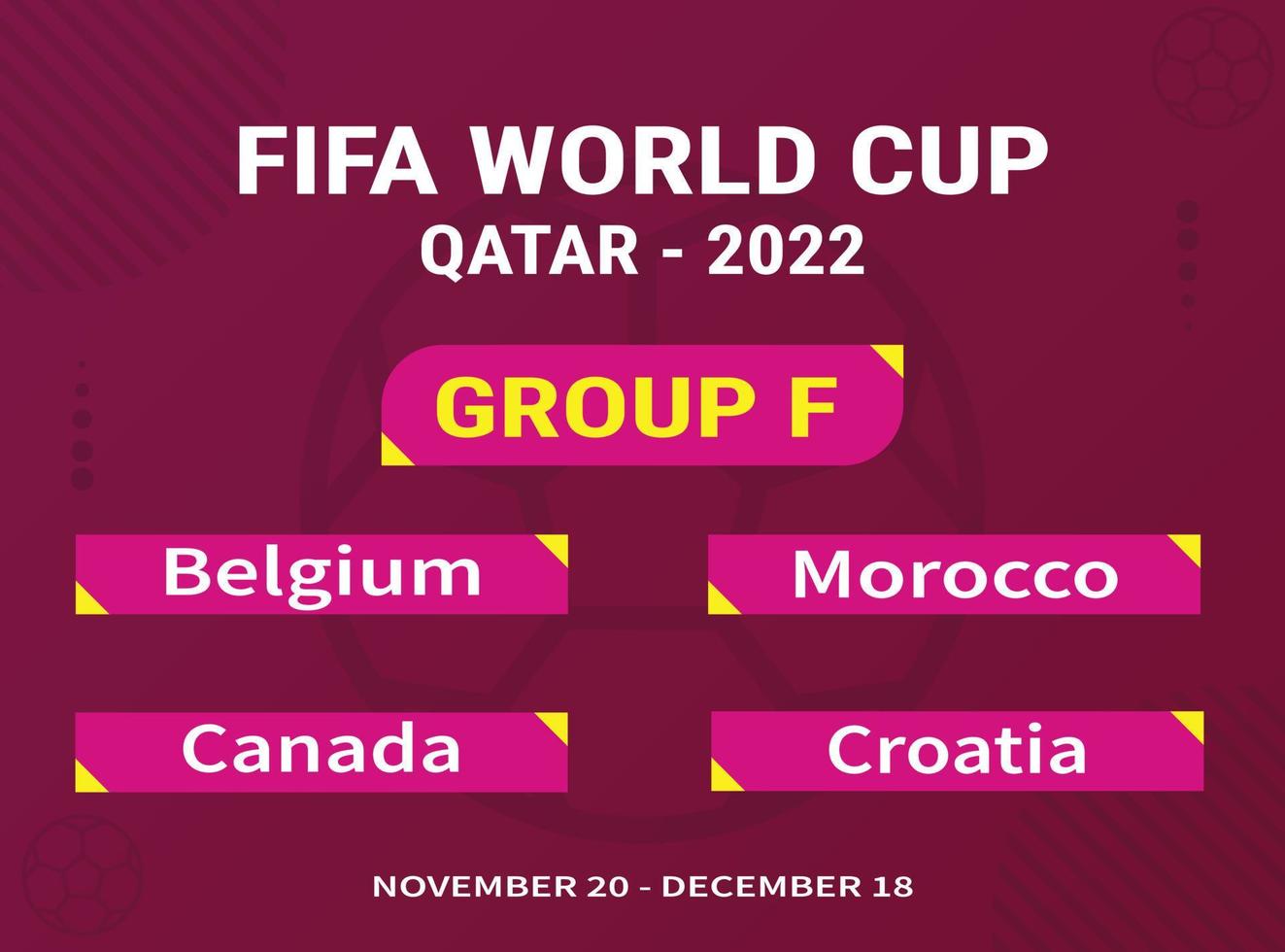 FIFA Qatar world cup 2022 group f participating countries vector