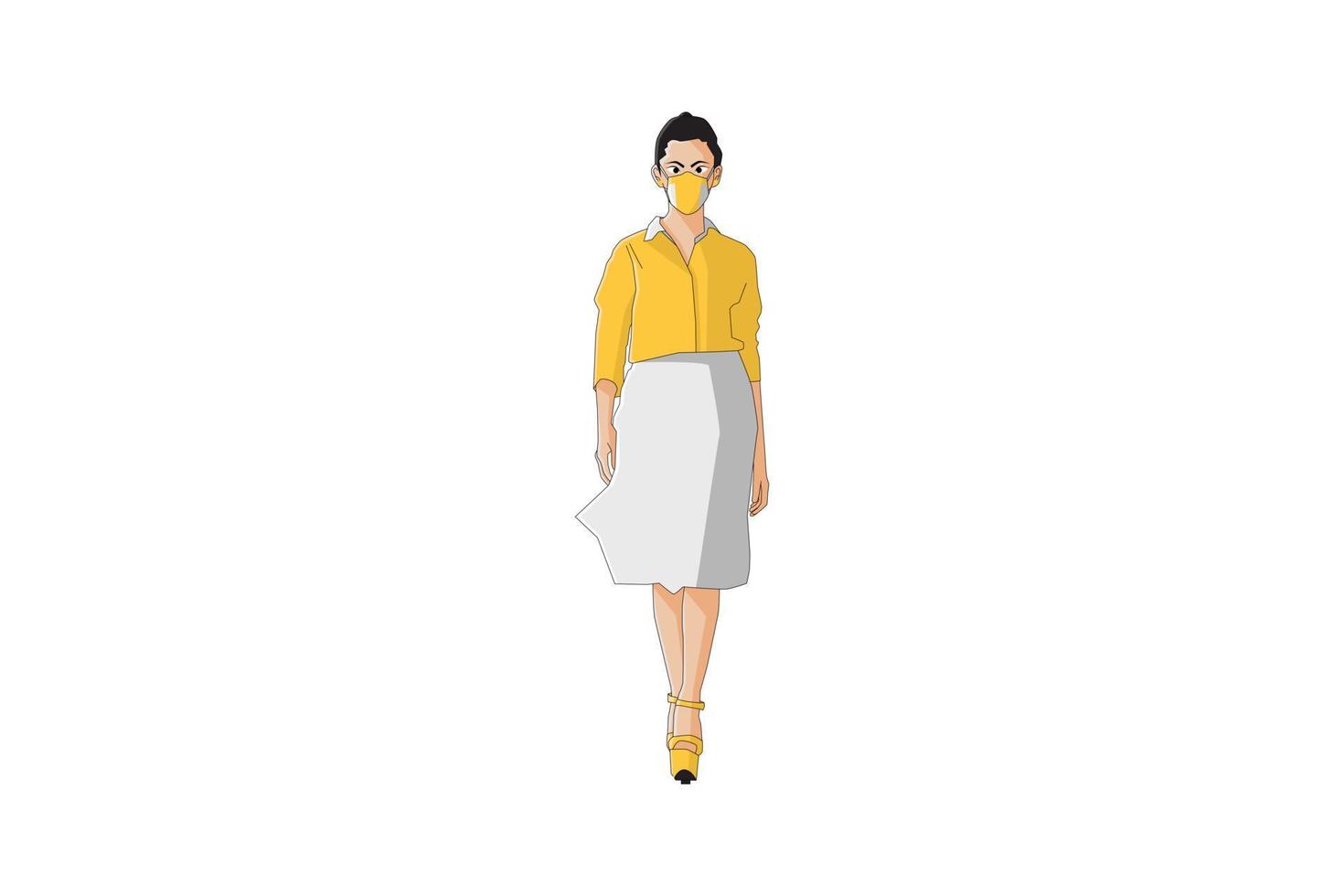 Vector illustration of elegant women walking