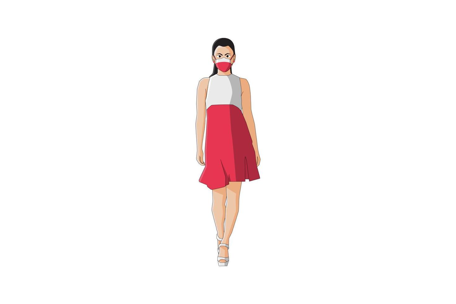 Vector illustration of elegant women walking