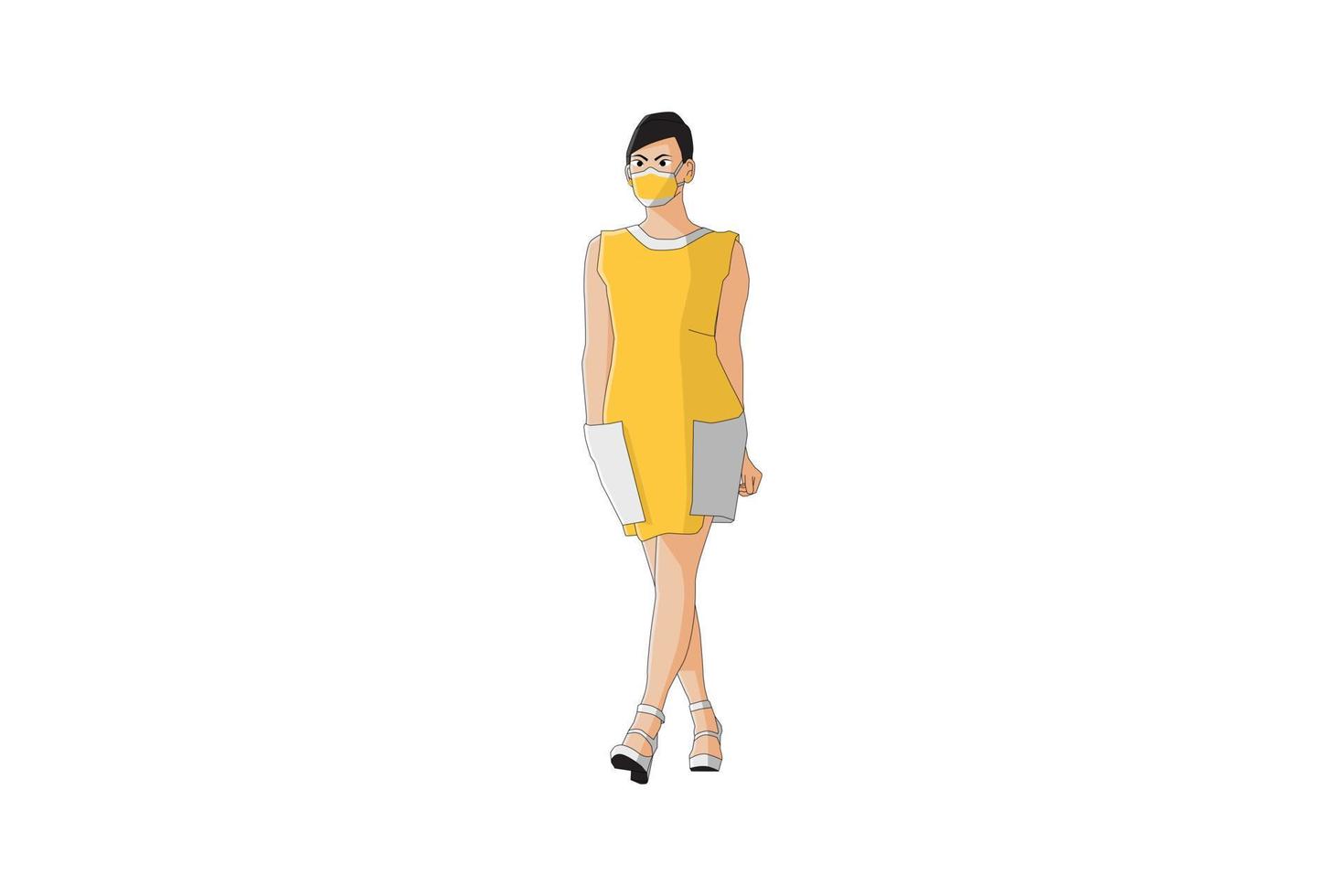 Vector illustration of elegant women walking