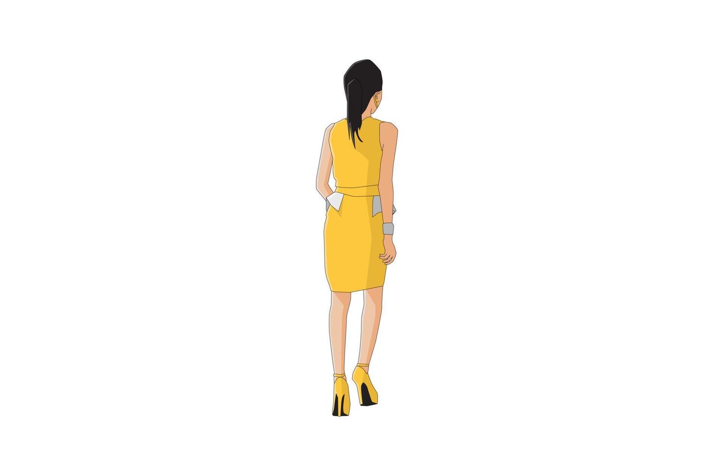 Vector illustration of elegant women walking