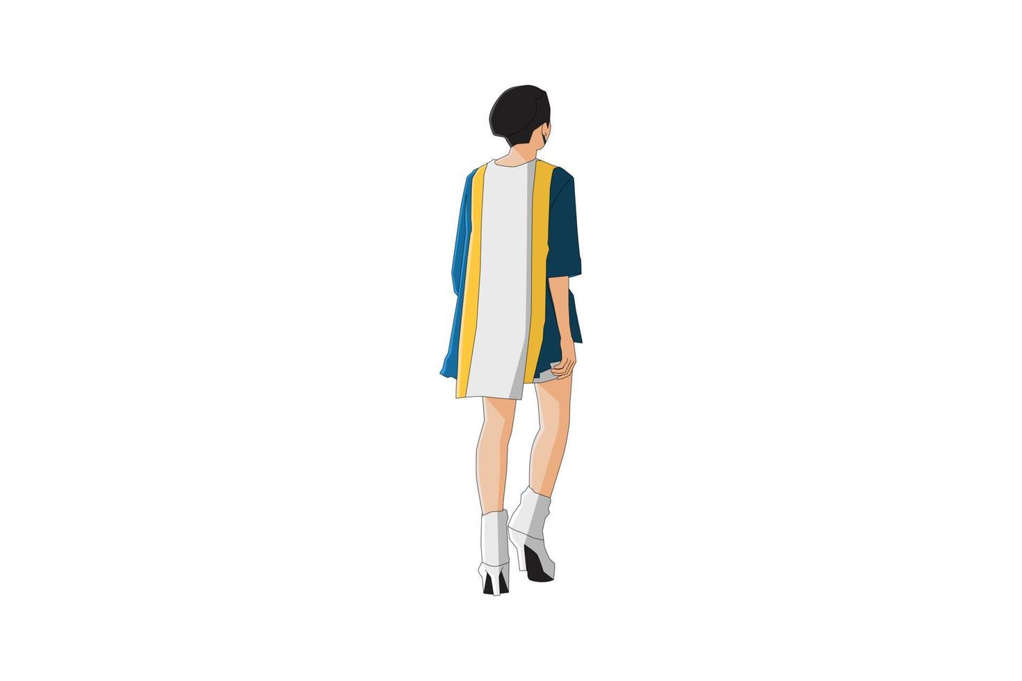 Vector illustration of fashionable women walking