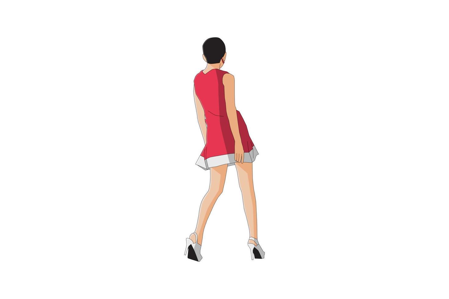 Vector illustration of elegant women walking